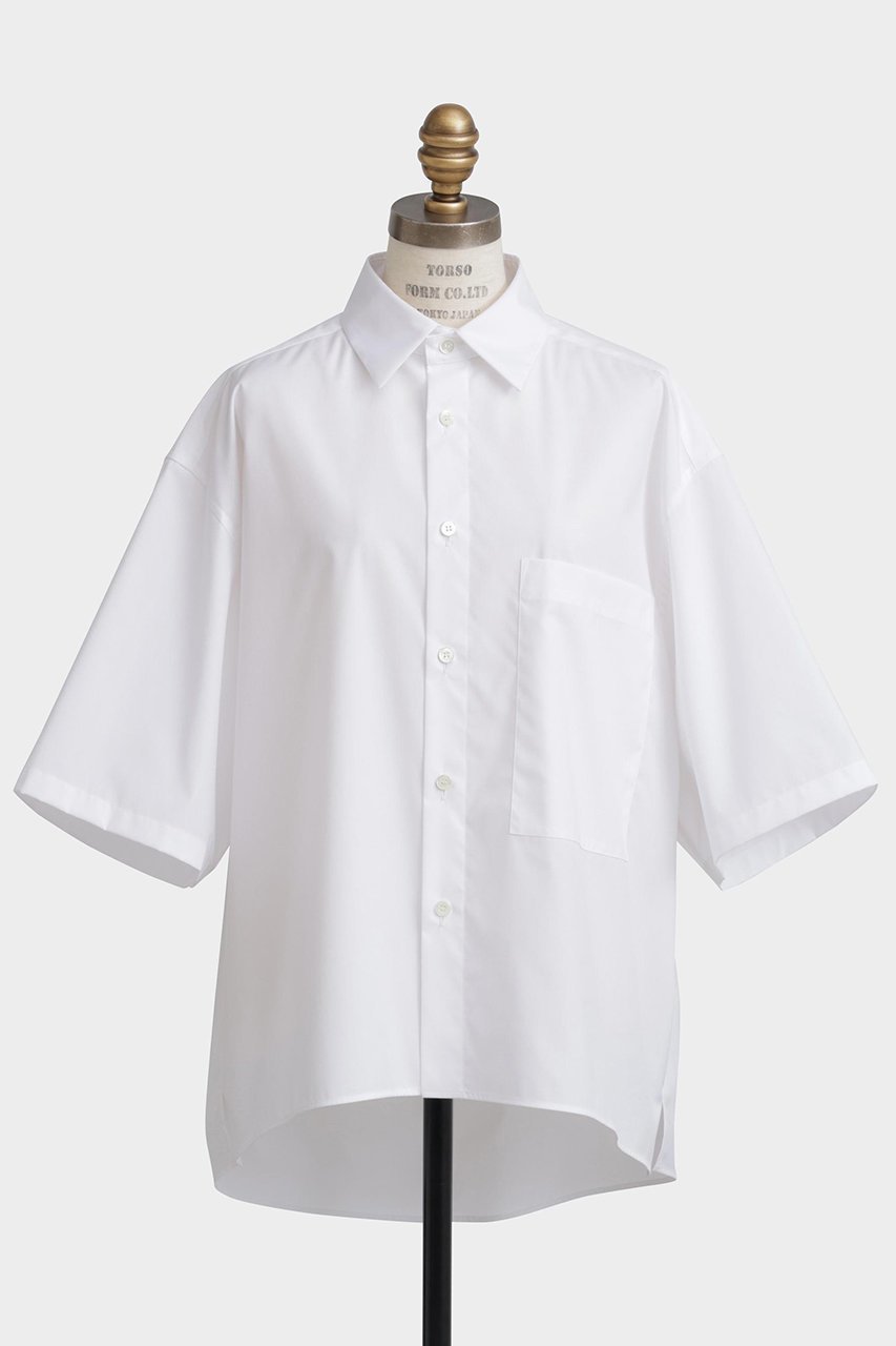 【ヒューエルミュージアム/hueLe Museum】の【STUMBLY】Half Sleeve Shirt 人気、トレンドファッション・服の通販 founy(ファニー) 　ファッション　Fashion　レディースファッション　Fashion for Women　トップス・カットソー　Cut & Sew Tops　シャツ・ブラウス・オフィスカジュアル　Elegant Blouses & Button-Ups　ショート　Short, Short Length　シンプル　Simple, Minimal　スリーブ　Sleeve, Long Sleeve / Short Sleeve　タイプライター　Typewriter Fabric, Crisp Cotton　other-2|ID: prp329100004882487 ipo3291000000036444238