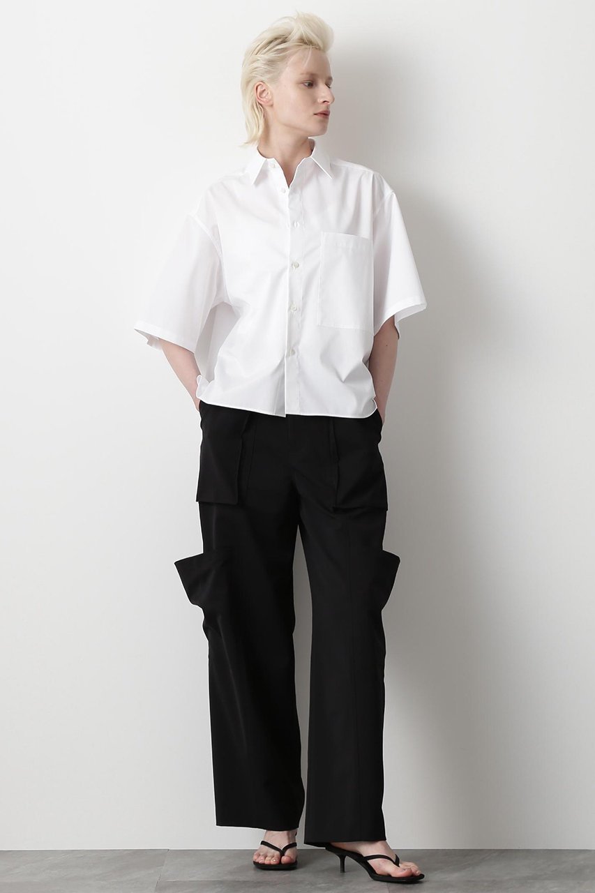 【ヒューエルミュージアム/hueLe Museum】の【STUMBLY】Half Sleeve Shirt 人気、トレンドファッション・服の通販 founy(ファニー) 　ファッション　Fashion　レディースファッション　Fashion for Women　トップス・カットソー　Cut & Sew Tops　シャツ・ブラウス・オフィスカジュアル　Elegant Blouses & Button-Ups　ショート　Short, Short Length　シンプル　Simple, Minimal　スリーブ　Sleeve, Long Sleeve / Short Sleeve　タイプライター　Typewriter Fabric, Crisp Cotton　other-3|ID: prp329100004882487 ipo3291000000036444240