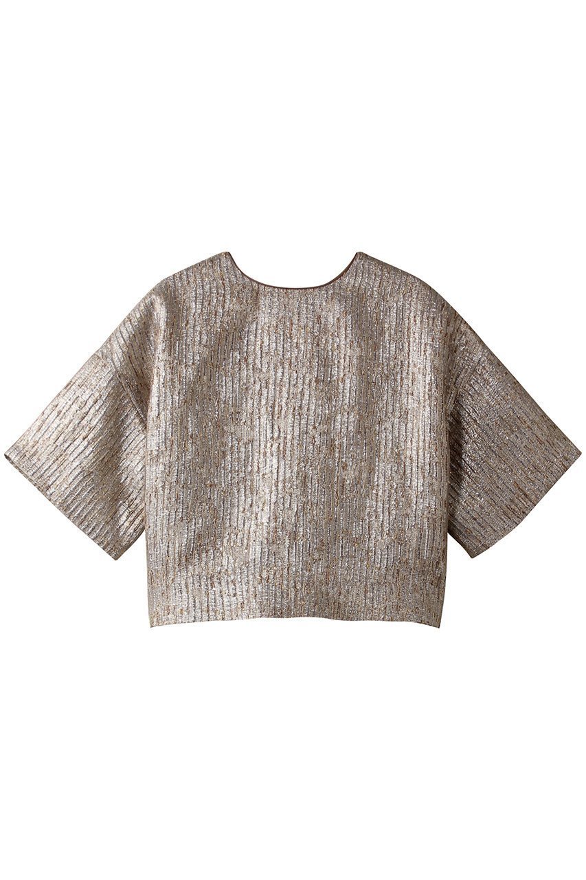 【オブリオ/AUBRIOT】のクロップドジュエルトップ インテリア・キッズ・メンズ・レディースファッション・服の通販 founy(ファニー) ファッション Fashion レディースファッション Fashion for Women トップス・カットソー Cut & Sew Tops シャツ・ブラウス・オフィスカジュアル Elegant Blouses & Button-Ups シャイニー Shiny, Glossy Finish ショート Short, Short Length シンプル Simple, Minimal ジャカード/ジャガード Jacquard, Woven Pattern スタイリッシュ Stylish, Fashionable スリーブ Sleeve, Long Sleeve / Short Sleeve トレンド Trend, Trending Now ボックス Boxy, Box Shape モダン Modern, Contemporary ラグジュアリー Luxury, Elegant ベージュ|ID: prp329100004882536 ipo3291000000036444739