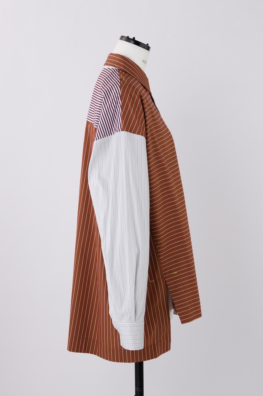 【ナゴンスタンス/nagonstans】のBrick Stripe Mix スクエアBOX SH/シャツ 人気、トレンドファッション・服の通販 founy(ファニー) ファッション Fashion レディースファッション Fashion for Women トップス・カットソー Cut & Sew Tops シャツ・ブラウス・オフィスカジュアル Elegant Blouses & Button-Ups アシンメトリー Asymmetrical Style スクエア Square, Square Shape スリット Slit, Slit Detail スリーブ Sleeve, Long Sleeve / Short Sleeve リラックス Relax, Relaxed Fit ロング Long, Long-Length other-4|ID: prp329100004882574 ipo3291000000036445056