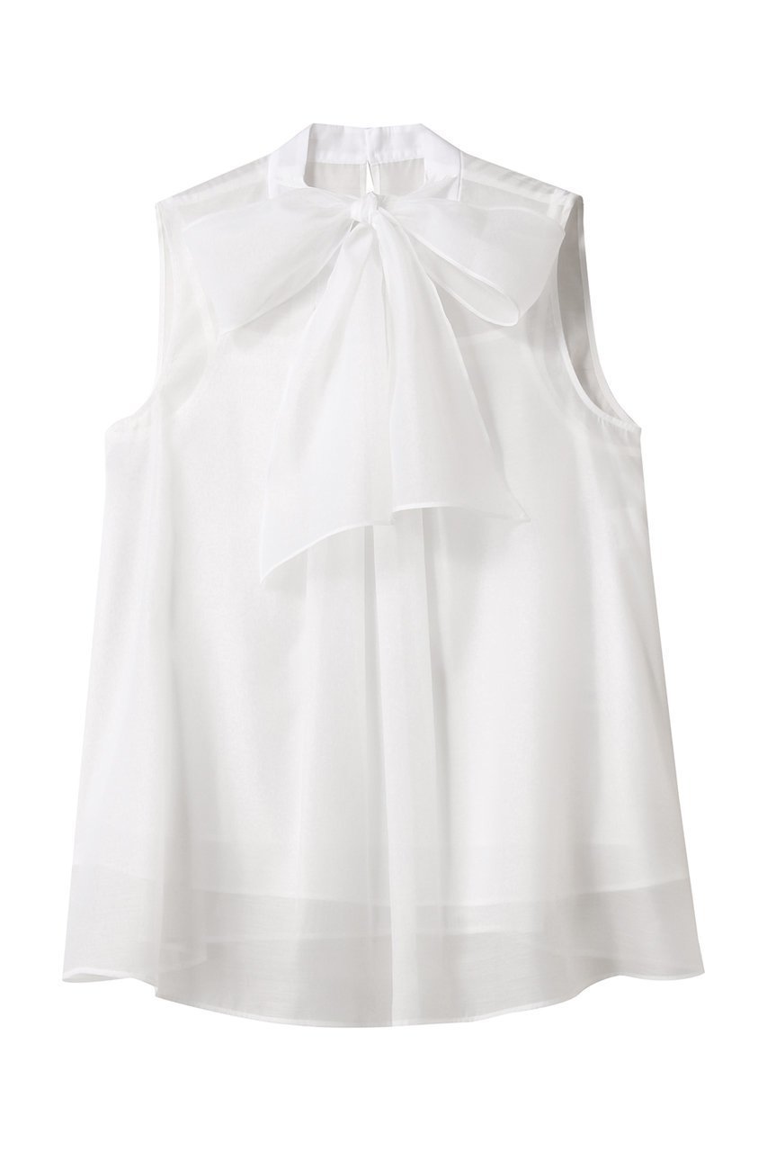 【アナイ/ANAYI】のオーガンジーリボンボウタイブラウス 人気、トレンドファッション・服の通販 founy(ファニー) ファッション Fashion レディースファッション Fashion for Women トップス・カットソー Cut & Sew Tops キャミソール&ノースリーブ Camisoles & Sleeveless Tops シャツ・ブラウス・オフィスカジュアル Elegant Blouses & Button-Ups エアリー Airy Texture エレガント 上品 Elegant オーガンジー Organza Fabric シンプル Simple, Minimal デニム Denim, Jeans Material ノースリーブ Sleeveless, No-Sleeve フェミニン Feminine, Girly リボン Ribbon, Bow other-1|ID: prp329100004882605 ipo3291000000036445380