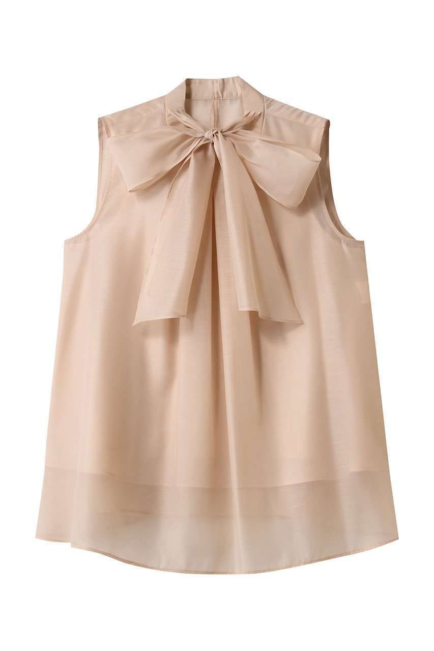 【アナイ/ANAYI】のオーガンジーリボンボウタイブラウス インテリア・キッズ・メンズ・レディースファッション・服の通販 founy(ファニー) ファッション Fashion レディースファッション Fashion for Women トップス・カットソー Cut & Sew Tops キャミソール&ノースリーブ Camisoles & Sleeveless Tops シャツ・ブラウス・オフィスカジュアル Elegant Blouses & Button-Ups エアリー Airy Texture エレガント 上品 Elegant オーガンジー Organza Fabric シンプル Simple, Minimal デニム Denim, Jeans Material ノースリーブ Sleeveless, No-Sleeve フェミニン Feminine, Girly リボン Ribbon, Bow ベージュ|ID: prp329100004882605 ipo3291000000036445384