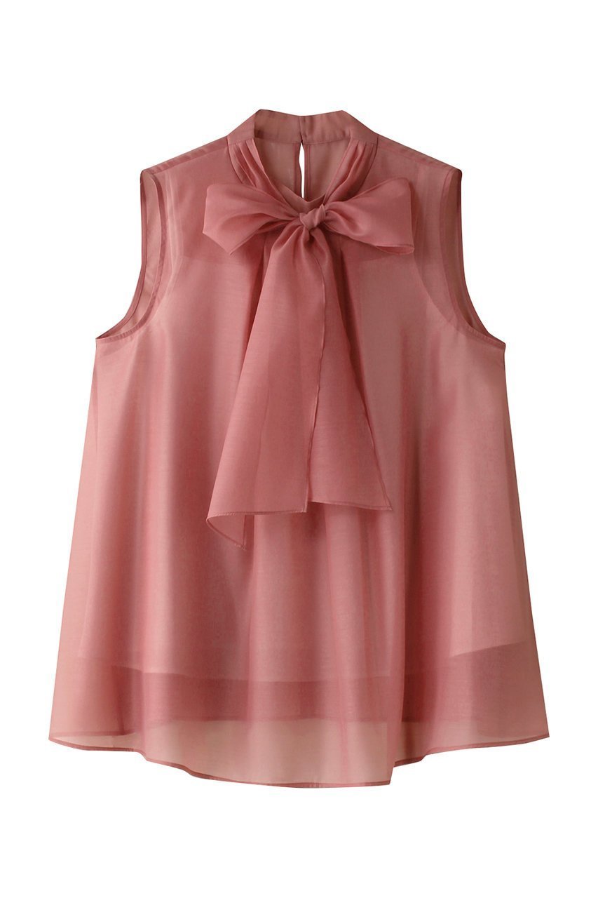 【アナイ/ANAYI】のオーガンジーリボンボウタイブラウス インテリア・キッズ・メンズ・レディースファッション・服の通販 founy(ファニー) ファッション Fashion レディースファッション Fashion for Women トップス・カットソー Cut & Sew Tops キャミソール&ノースリーブ Camisoles & Sleeveless Tops シャツ・ブラウス・オフィスカジュアル Elegant Blouses & Button-Ups エアリー Airy Texture エレガント 上品 Elegant オーガンジー Organza Fabric シンプル Simple, Minimal デニム Denim, Jeans Material ノースリーブ Sleeveless, No-Sleeve フェミニン Feminine, Girly リボン Ribbon, Bow ピンク|ID: prp329100004882605 ipo3291000000036445389