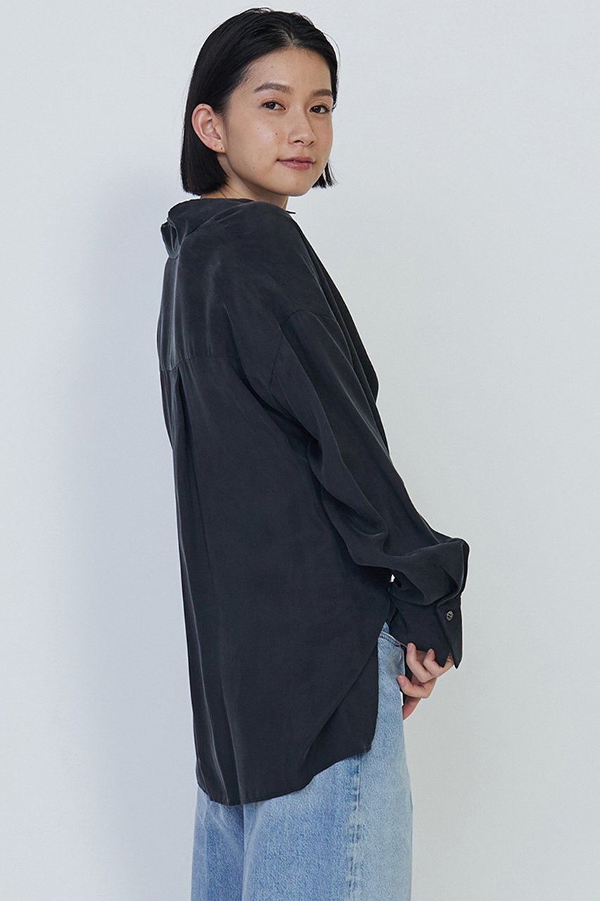 【プルミエ アロンディスモン/1er Arrondissement】のキュプラフィブリルレギュラーカラーシャツ 人気、トレンドファッション・服の通販 founy(ファニー) 　ファッション　Fashion　レディースファッション　Fashion for Women　トップス・カットソー　Cut & Sew Tops　シャツ・ブラウス・オフィスカジュアル　Elegant Blouses & Button-Ups　おすすめ　Recommended / Our Picks　とろみ　Fluid, Flowy Fabric　カシュクール　Wrap Design　キュプラ　Cupro, Eco Fabric　スリーブ　Sleeve, Long Sleeve / Short Sleeve　ボトム　Bottoms, Lower Wear　ロング　Long, Long-Length　エレガント 上品　Elegant　other-8|ID: prp329100004882689 ipo3291000000036446234