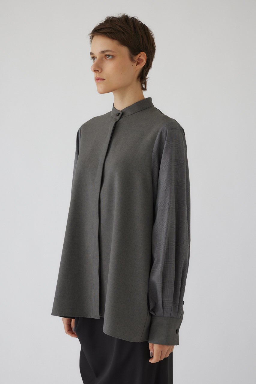 【リムアーク/RIM.ARK】のChic volume sleeve SH/シャツ 人気、トレンドファッション・服の通販 founy(ファニー) 　ファッション　Fashion　レディースファッション　Fashion for Women　トップス・カットソー　Cut & Sew Tops　シャツ・ブラウス・オフィスカジュアル　Elegant Blouses & Button-Ups　ボリューム袖・フリルスリーブブラウス　Voluminous & Ruffle Sleeves / Puffy Sleeve Tops　スタンド　Stand Collar, Upright Stand　スリーブ　Sleeve, Long Sleeve / Short Sleeve　チェック　Check, Plaid, Tartan　バランス　Balance, Style Balance　マニッシュ　Mannish, Boyish　ロング　Long, Long-Length　other-2|ID: prp329100004882711 ipo3291000000036446441