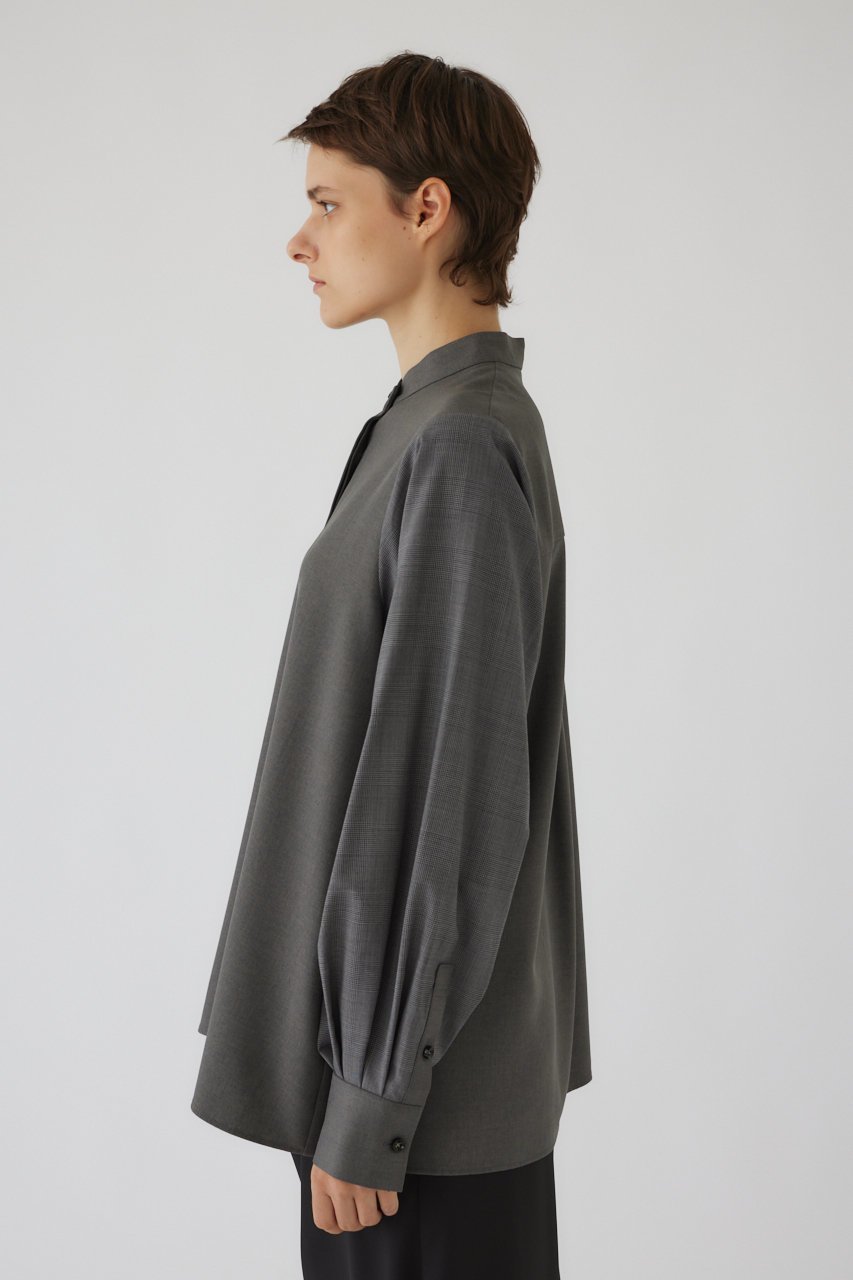 【リムアーク/RIM.ARK】のChic volume sleeve SH/シャツ 人気、トレンドファッション・服の通販 founy(ファニー) 　ファッション　Fashion　レディースファッション　Fashion for Women　トップス・カットソー　Cut & Sew Tops　シャツ・ブラウス・オフィスカジュアル　Elegant Blouses & Button-Ups　ボリューム袖・フリルスリーブブラウス　Voluminous & Ruffle Sleeves / Puffy Sleeve Tops　スタンド　Stand Collar, Upright Stand　スリーブ　Sleeve, Long Sleeve / Short Sleeve　チェック　Check, Plaid, Tartan　バランス　Balance, Style Balance　マニッシュ　Mannish, Boyish　ロング　Long, Long-Length　other-4|ID: prp329100004882711 ipo3291000000036446444