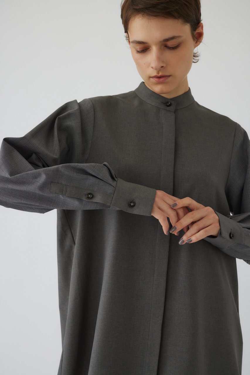 【リムアーク/RIM.ARK】のChic volume sleeve SH/シャツ 人気、トレンドファッション・服の通販 founy(ファニー) 　ファッション　Fashion　レディースファッション　Fashion for Women　トップス・カットソー　Cut & Sew Tops　シャツ・ブラウス・オフィスカジュアル　Elegant Blouses & Button-Ups　ボリューム袖・フリルスリーブブラウス　Voluminous & Ruffle Sleeves / Puffy Sleeve Tops　スタンド　Stand Collar, Upright Stand　スリーブ　Sleeve, Long Sleeve / Short Sleeve　チェック　Check, Plaid, Tartan　バランス　Balance, Style Balance　マニッシュ　Mannish, Boyish　ロング　Long, Long-Length　other-7|ID: prp329100004882711 ipo3291000000036446450