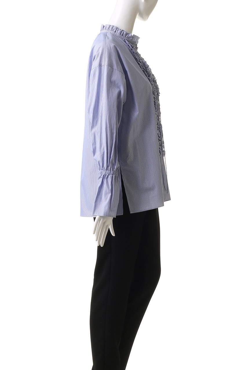 【プルミエ アロンディスモン/1er Arrondissement】のストライプフリルシャツ 人気、トレンドファッション・服の通販 founy(ファニー) 　ファッション　Fashion　レディースファッション　Fashion for Women　トップス・カットソー　Cut & Sew Tops　シャツ・ブラウス・オフィスカジュアル　Elegant Blouses & Button-Ups　ギャザー　Gathered, Ruffled　ストライプ　Stripe, Striped Pattern　スリーブ　Sleeve, Long Sleeve / Short Sleeve　ダウン　Down, Puffer　デニム　Denim, Jeans Material　フリル　Frill, Ruffle　フレア　Flare, Flared　フロント　Front, Front Design　ロング　Long, Long-Length　エレガント 上品　Elegant　other-3|ID: prp329100004882742 ipo3291000000036446755