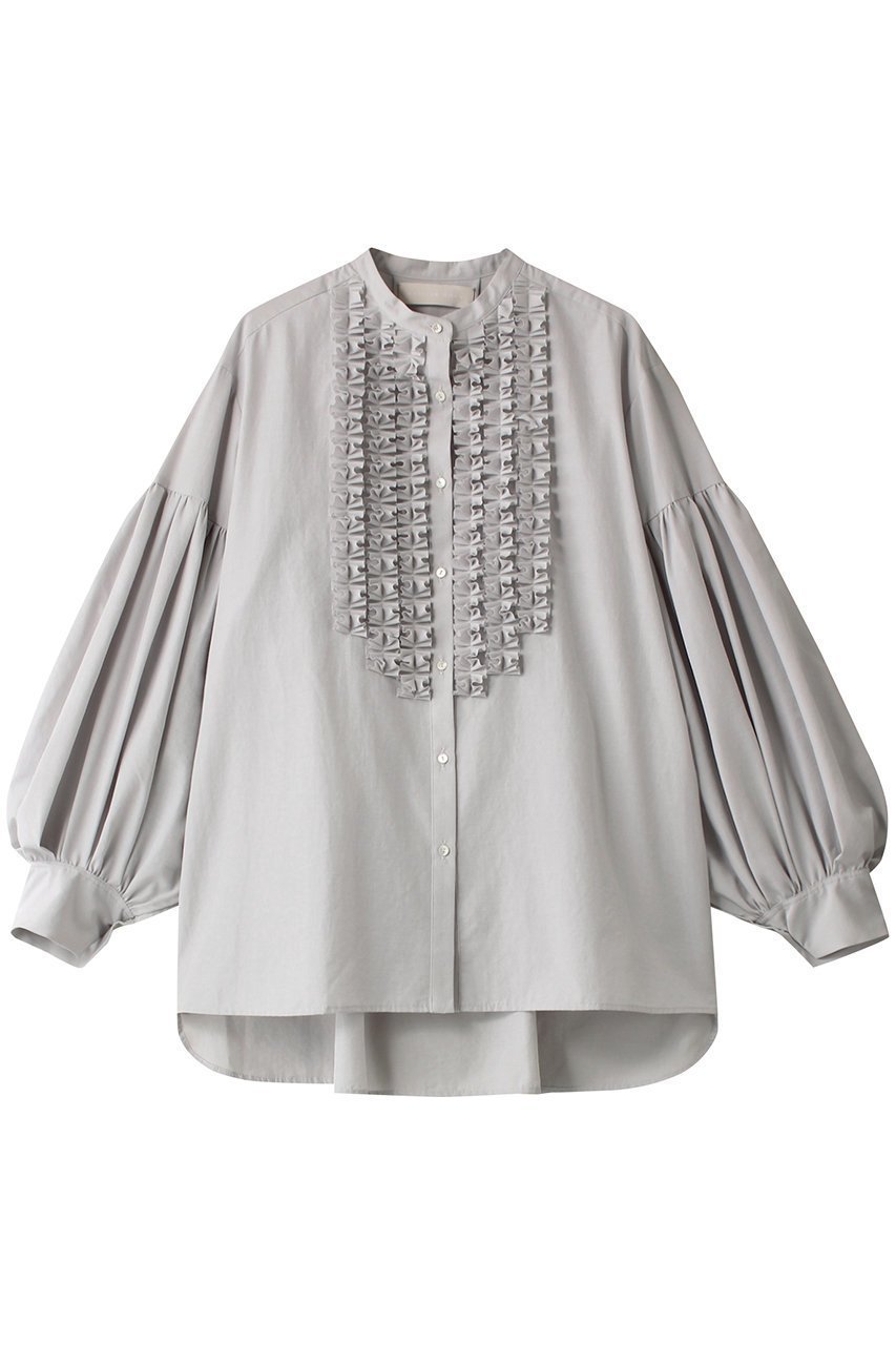 【マリリンムーン/MARILYN MOON】のモダンタックフリルワッシャーブラウス インテリア・キッズ・メンズ・レディースファッション・服の通販 founy(ファニー) 　ファッション　Fashion　レディースファッション　Fashion for Women　トップス・カットソー　Cut & Sew Tops　シャツ・ブラウス・オフィスカジュアル　Elegant Blouses & Button-Ups　ジャケット　Jacket, Outerwear　スリーブ　Sleeve, Long Sleeve / Short Sleeve　ベスト　Vest, Waistcoat　ボトム　Bottoms, Lower Wear　ロング　Long, Long-Length　人気　Popular, Best Seller　再入荷　Restock / Back in Stock　アイスグレー|ID: prp329100004882765 ipo3291000000036446985