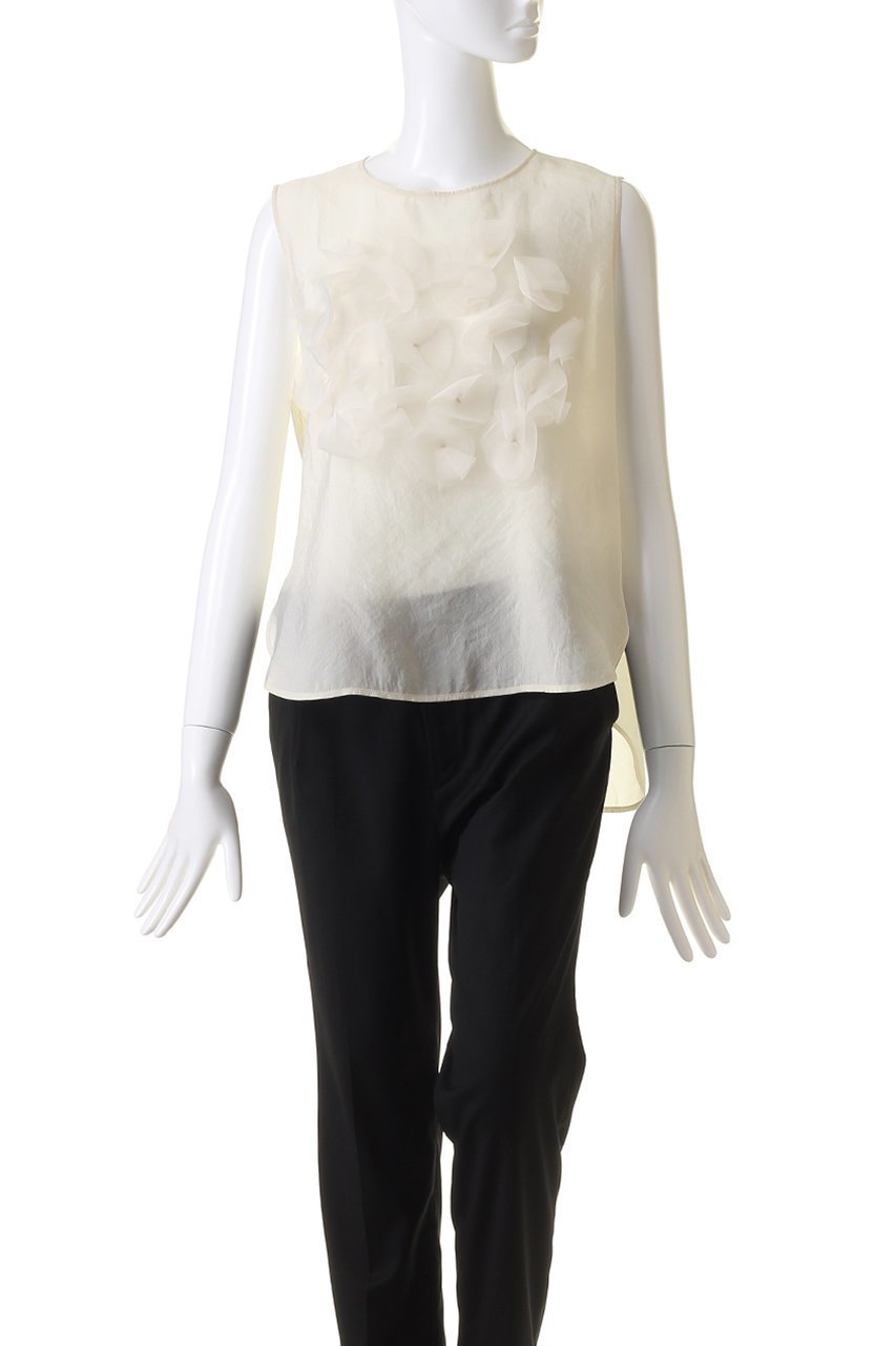 【プレインピープル/PLAIN PEOPLE】のシルキーオーガンジーモチーフブラウス 人気、トレンドファッション・服の通販 founy(ファニー) 　ファッション　Fashion　レディースファッション　Fashion for Women　トップス・カットソー　Cut & Sew Tops　キャミソール&ノースリーブ　Camisoles & Sleeveless Tops　シャツ・ブラウス・オフィスカジュアル　Elegant Blouses & Button-Ups　シンプル　Simple, Minimal　ノースリーブ　Sleeveless, No-Sleeve　フロント　Front, Front Design　ボトム　Bottoms, Lower Wear　モチーフ　Motif, Design Theme　other-2|ID: prp329100004882768 ipo3291000000036447021