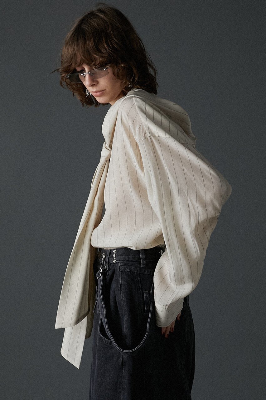 【プランク プロジェクト/PRANK PROJECT】のボウタイフードブラウス / Bow Tie Hood Blouse 人気、トレンドファッション・服の通販 founy(ファニー) 　ファッション　Fashion　レディースファッション　Fashion for Women　トップス・カットソー　Cut & Sew Tops　シャツ・ブラウス・オフィスカジュアル　Elegant Blouses & Button-Ups　おすすめ　Recommended / Our Picks　クラシック　Classic, Timeless Style　ストライプ　Stripe, Striped Pattern　スリーブ　Sleeve, Long Sleeve / Short Sleeve　フレア　Flare, Flared　ロング　Long, Long-Length　ワイド　Wide, Wide Fit　エレガント 上品　Elegant　無地　Plain, Solid Color　other-6|ID: prp329100004882794 ipo3291000000036447256