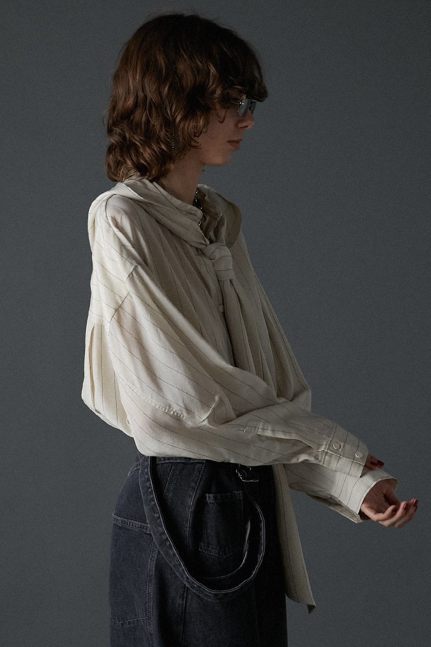 【プランク プロジェクト/PRANK PROJECT】のボウタイフードブラウス / Bow Tie Hood Blouse 人気、トレンドファッション・服の通販 founy(ファニー) 　ファッション　Fashion　レディースファッション　Fashion for Women　トップス・カットソー　Cut & Sew Tops　シャツ・ブラウス・オフィスカジュアル　Elegant Blouses & Button-Ups　おすすめ　Recommended / Our Picks　クラシック　Classic, Timeless Style　ストライプ　Stripe, Striped Pattern　スリーブ　Sleeve, Long Sleeve / Short Sleeve　フレア　Flare, Flared　ロング　Long, Long-Length　ワイド　Wide, Wide Fit　エレガント 上品　Elegant　無地　Plain, Solid Color　other-8|ID: prp329100004882794 ipo3291000000036447262