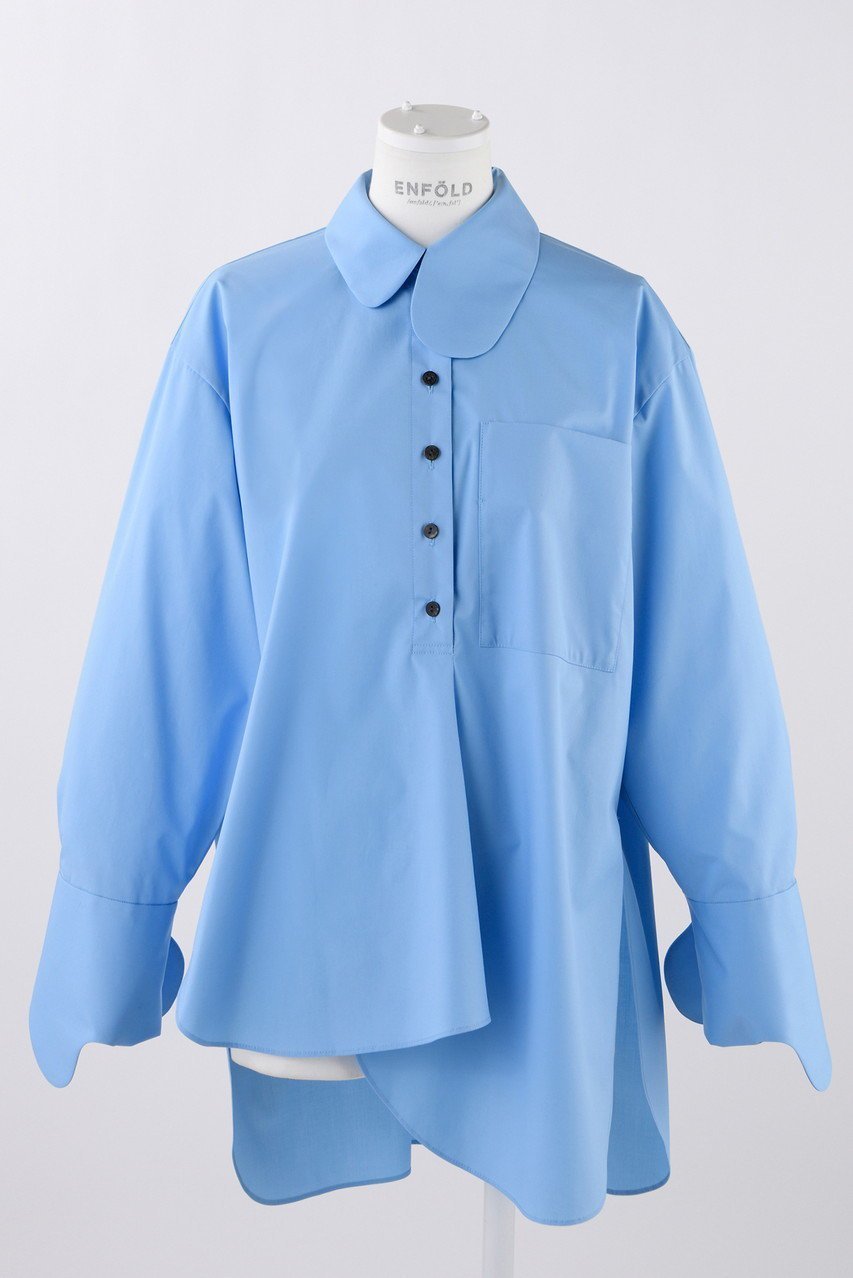 【エンフォルド/ENFOLD】のC/PEブロード アシンメラウンド SH/シャツ インテリア・キッズ・メンズ・レディースファッション・服の通販 founy(ファニー) 　ファッション　Fashion　レディースファッション　Fashion for Women　トップス・カットソー　Cut & Sew Tops　シャツ・ブラウス・オフィスカジュアル　Elegant Blouses & Button-Ups　おすすめ　Recommended / Our Picks　アシンメトリー　Asymmetrical Style　スリーブ　Sleeve, Long Sleeve / Short Sleeve　ブロード　Broadcloth, Fine Cotton　ベスト　Vest, Waistcoat　ベーシック　Basic, Essential　メルトン　Melton, Heavy Wool　ロング　Long, Long-Length　ライトブルー|ID: prp329100004882801 ipo3291000000036447306