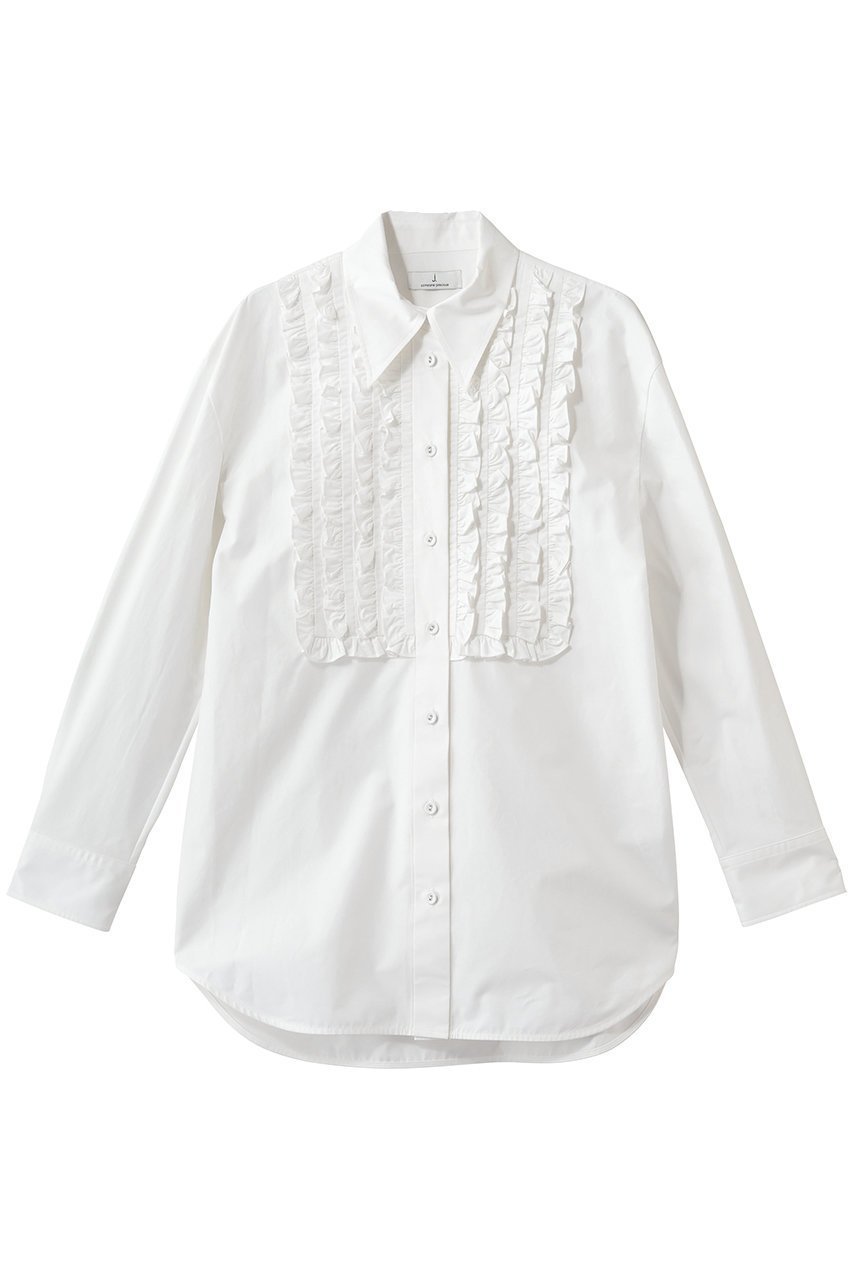 【ジェイドット/j.】の高密度タイプライター フリルシャツ インテリア・キッズ・メンズ・レディースファッション・服の通販 founy(ファニー) ファッション Fashion レディースファッション Fashion for Women トップス・カットソー Cut & Sew Tops シャツ・ブラウス・オフィスカジュアル Elegant Blouses & Button-Ups オーガンジー Organza Fabric スリーブ Sleeve, Long Sleeve / Short Sleeve タイプライター Typewriter Fabric, Crisp Cotton デニム Denim, Jeans Material パーティ Party, Party Style フリル Frill, Ruffle ロング Long, Long-Length 新作・新入荷 New Arrivals / New In ホワイト|ID: prp329100004882826 ipo3291000000036447643
