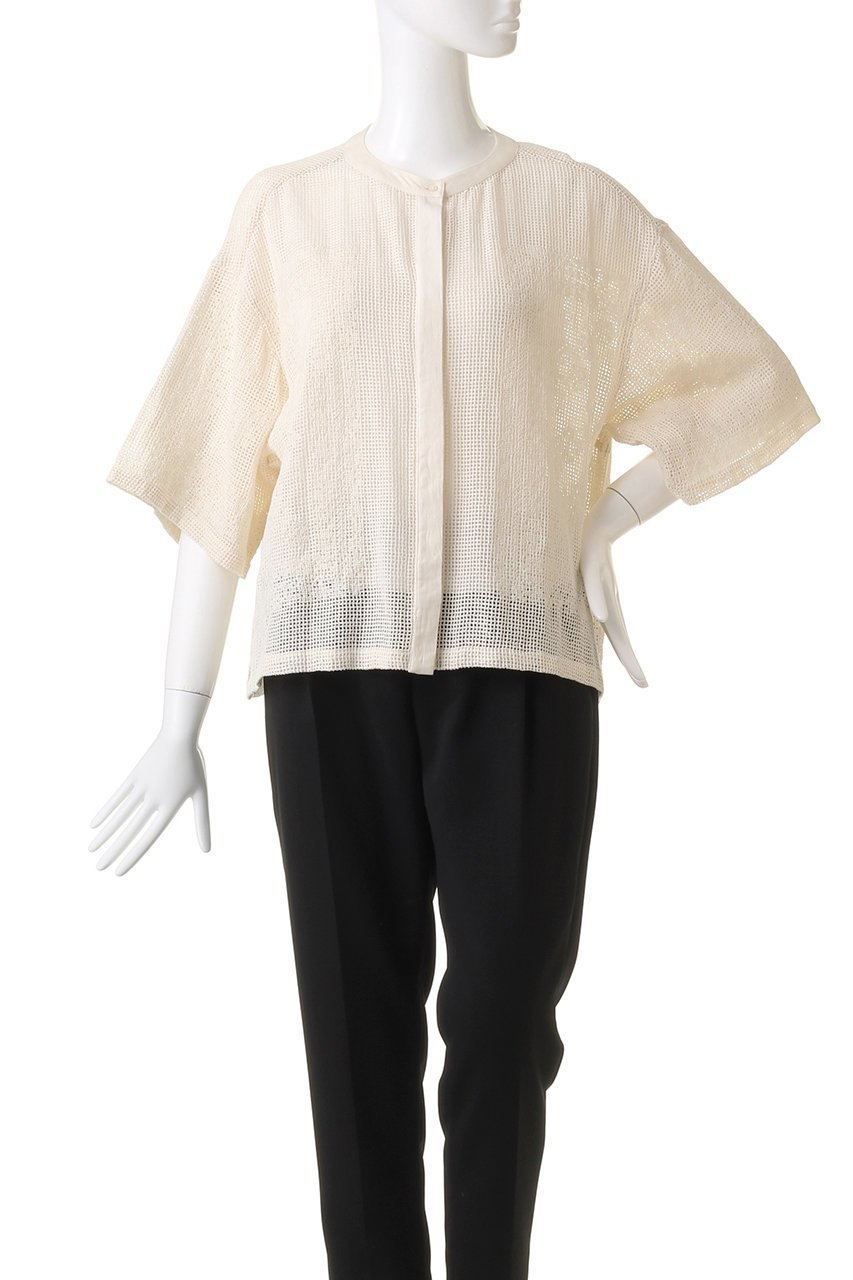 【プルミエ アロンディスモン/1er Arrondissement】の【normment】コットンメッシュレースブラウス 人気、トレンドファッション・服の通販 founy(ファニー) ファッション Fashion レディースファッション Fashion for Women トップス・カットソー Cut & Sew Tops シャツ・ブラウス・オフィスカジュアル Elegant Blouses & Button-Ups ショート Short, Short Length スタンド Stand Collar, Upright Stand スリーブ Sleeve, Long Sleeve / Short Sleeve デニム Denim, Jeans Material ファブリック Fabric, Textile メッシュ Mesh, Net Fabric other-2|ID: prp329100004882832 ipo3291000000036447737