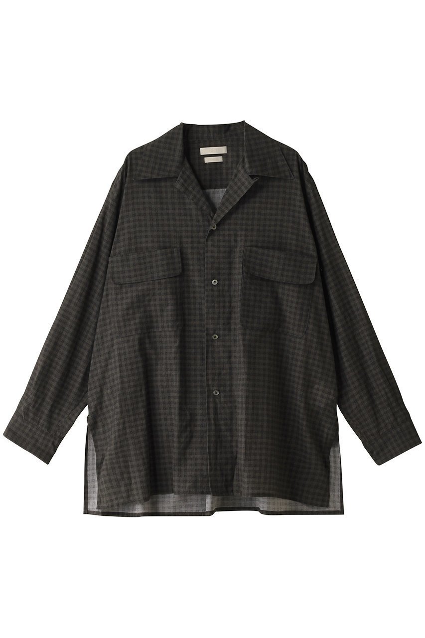 【ヨーク/YOKE】の【UNISEX】ピクセル ロープラッド オープン カラーシャツ インテリア・キッズ・メンズ・レディースファッション・服の通販 founy(ファニー) 　ファッション　Fashion　レディースファッション　Fashion for Women　トップス・カットソー　Cut & Sew Tops　シャツ・ブラウス・オフィスカジュアル　Elegant Blouses & Button-Ups　ユニセックス　Unisex, Genderless　キュプラ　Cupro, Eco Fabric　クラシカル　Classical, Vintage-Inspired　スリーブ　Sleeve, Long Sleeve / Short Sleeve　ポケット　Pocket, Pocket Detail　ロング　Long, Long-Length　夏　Summer　定番　Standard, Basic Item　春　Spring　S/S・春夏　SS, Spring/Summer, Warm Season　無地　Plain, Solid Color　羽織　Haori, Light Jacket　チャコール|ID: prp329100004882884 ipo3291000000036448227