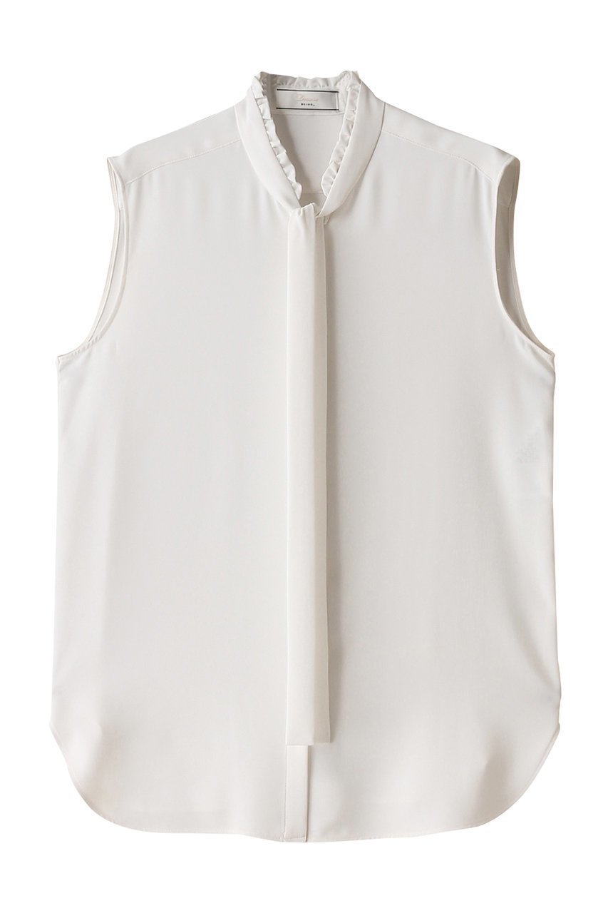 【ベイジ,/BEIGE,】のEVA(エバ)/ボウタイノースリーブブラウス インテリア・キッズ・メンズ・レディースファッション・服の通販 founy(ファニー) 　ファッション　Fashion　レディースファッション　Fashion for Women　トップス・カットソー　Cut & Sew Tops　キャミソール&ノースリーブ　Camisoles & Sleeveless Tops　シャツ・ブラウス・オフィスカジュアル　Elegant Blouses & Button-Ups　とろみ　Fluid, Flowy Fabric　ジョーゼット　Georgette, Semi-Sheer Fabric　ストレッチ　Stretch, Stretchy Fabric　ドレープ　Drape, Draping Fabric　ノースリーブ　Sleeveless, No-Sleeve　パーティ　Party, Party Style　フリル　Frill, Ruffle　エレガント 上品　Elegant　White|ID: prp329100004882920 ipo3291000000036448514