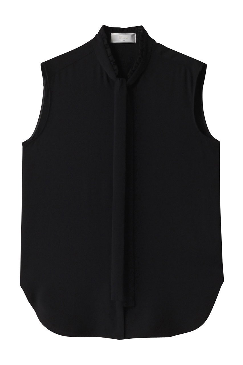 【ベイジ,/BEIGE,】のEVA(エバ)/ボウタイノースリーブブラウス インテリア・キッズ・メンズ・レディースファッション・服の通販 founy(ファニー) 　ファッション　Fashion　レディースファッション　Fashion for Women　トップス・カットソー　Cut & Sew Tops　キャミソール&ノースリーブ　Camisoles & Sleeveless Tops　シャツ・ブラウス・オフィスカジュアル　Elegant Blouses & Button-Ups　とろみ　Fluid, Flowy Fabric　ジョーゼット　Georgette, Semi-Sheer Fabric　ストレッチ　Stretch, Stretchy Fabric　ドレープ　Drape, Draping Fabric　ノースリーブ　Sleeveless, No-Sleeve　パーティ　Party, Party Style　フリル　Frill, Ruffle　エレガント 上品　Elegant　Black|ID: prp329100004882920 ipo3291000000036448516