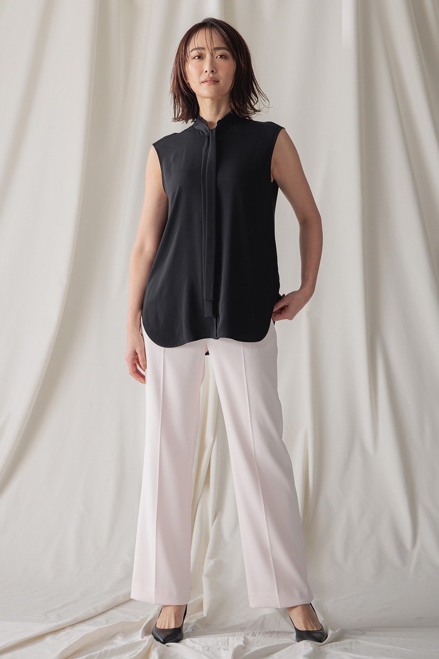 【ベイジ,/BEIGE,】のEVA(エバ)/ボウタイノースリーブブラウス 人気、トレンドファッション・服の通販 founy(ファニー) 　ファッション　Fashion　レディースファッション　Fashion for Women　トップス・カットソー　Cut & Sew Tops　キャミソール&ノースリーブ　Camisoles & Sleeveless Tops　シャツ・ブラウス・オフィスカジュアル　Elegant Blouses & Button-Ups　とろみ　Fluid, Flowy Fabric　ジョーゼット　Georgette, Semi-Sheer Fabric　ストレッチ　Stretch, Stretchy Fabric　ドレープ　Drape, Draping Fabric　ノースリーブ　Sleeveless, No-Sleeve　パーティ　Party, Party Style　フリル　Frill, Ruffle　エレガント 上品　Elegant　other-6|ID: prp329100004882920 ipo3291000000036448529