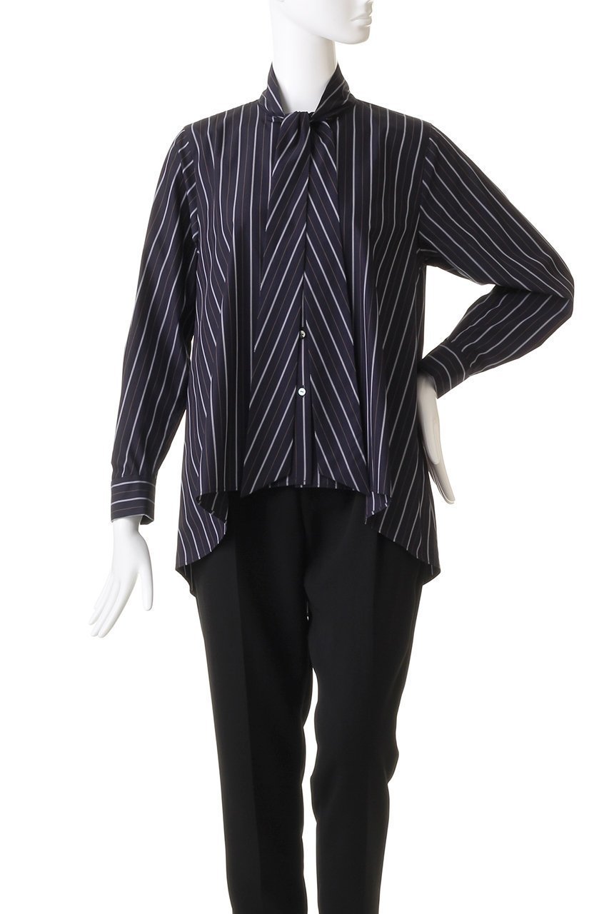 【ミディウミソリッド/MIDIUMISOLID】のbowtie shirt シャツ 人気、トレンドファッション・服の通販 founy(ファニー) 　ファッション　Fashion　レディースファッション　Fashion for Women　トップス・カットソー　Cut & Sew Tops　シャツ・ブラウス・オフィスカジュアル　Elegant Blouses & Button-Ups　ストライプ　Stripe, Striped Pattern　スリーブ　Sleeve, Long Sleeve / Short Sleeve　パーティ　Party, Party Style　マニッシュ　Mannish, Boyish　ロング　Long, Long-Length　other-2|ID: prp329100004882932 ipo3291000000036448624