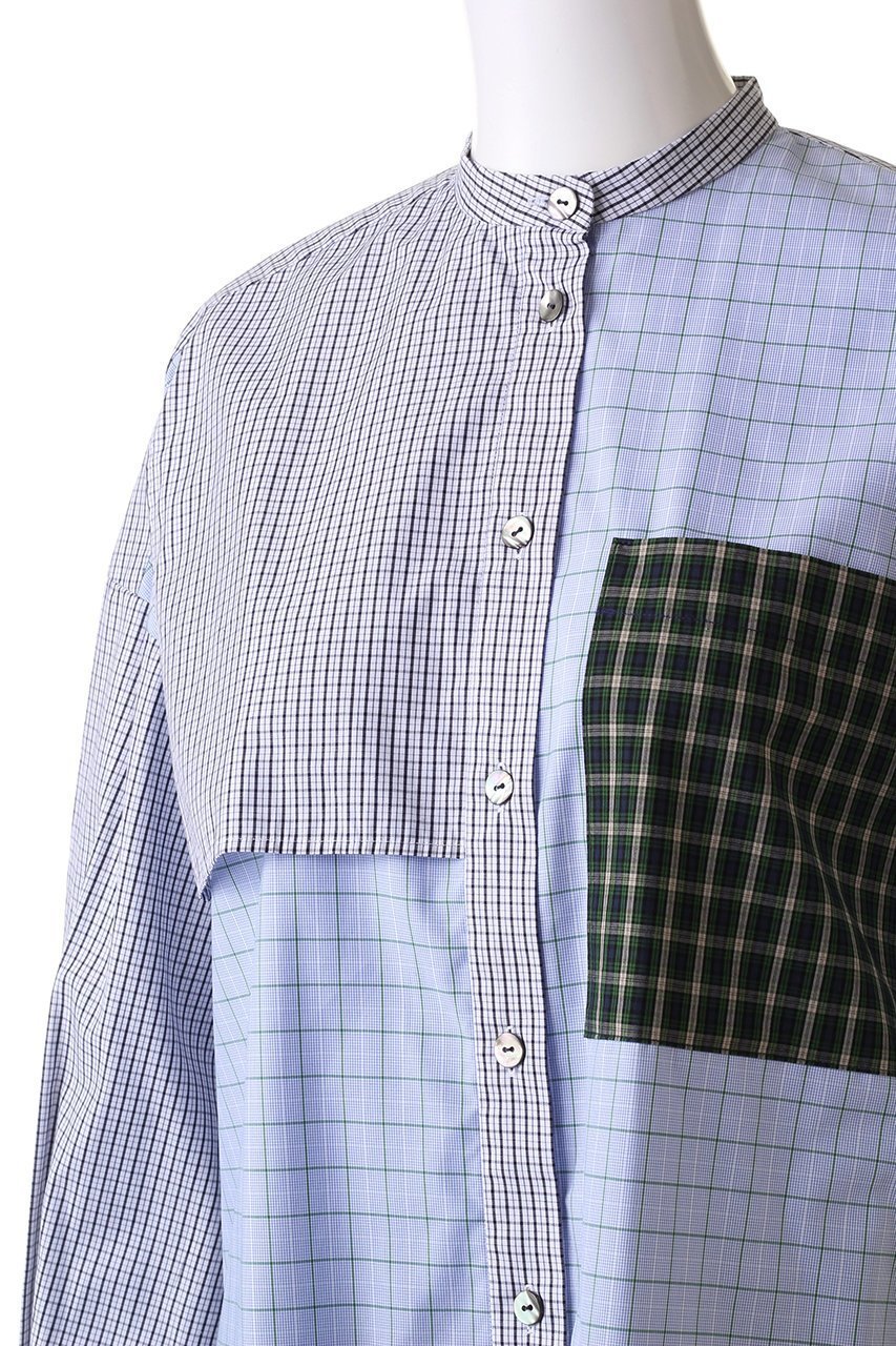 【ナゴンスタンス/nagonstans】のCHECK Mix Handy SH/シャツ 人気、トレンドファッション・服の通販 founy(ファニー) 　ファッション　Fashion　レディースファッション　Fashion for Women　トップス・カットソー　Cut & Sew Tops　シャツ・ブラウス・オフィスカジュアル　Elegant Blouses & Button-Ups　アシンメトリー　Asymmetrical Style　スリット　Slit, Slit Detail　スリーブ　Sleeve, Long Sleeve / Short Sleeve　ベスト　Vest, Waistcoat　ロング　Long, Long-Length　other-5|ID: prp329100004882947 ipo3291000000036448768