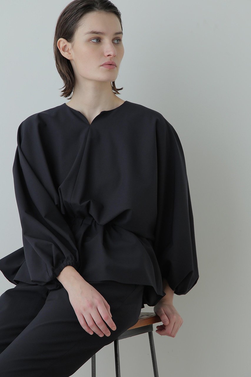 【ヒューエルミュージアム/hueLe Museum】の【STUMBLY】Balloon Sleeve Blouse インテリア・キッズ・メンズ・レディースファッション・服の通販 founy(ファニー) 　ファッション　Fashion　レディースファッション　Fashion for Women　トップス・カットソー　Cut & Sew Tops　シャツ・ブラウス・オフィスカジュアル　Elegant Blouses & Button-Ups　ギャザー　Gathered, Ruffled　スリーブ　Sleeve, Long Sleeve / Short Sleeve　パターン　Pattern, Design Print　ロング　Long, Long-Length　ネイビー|ID: prp329100004882950 ipo3291000000036448798
