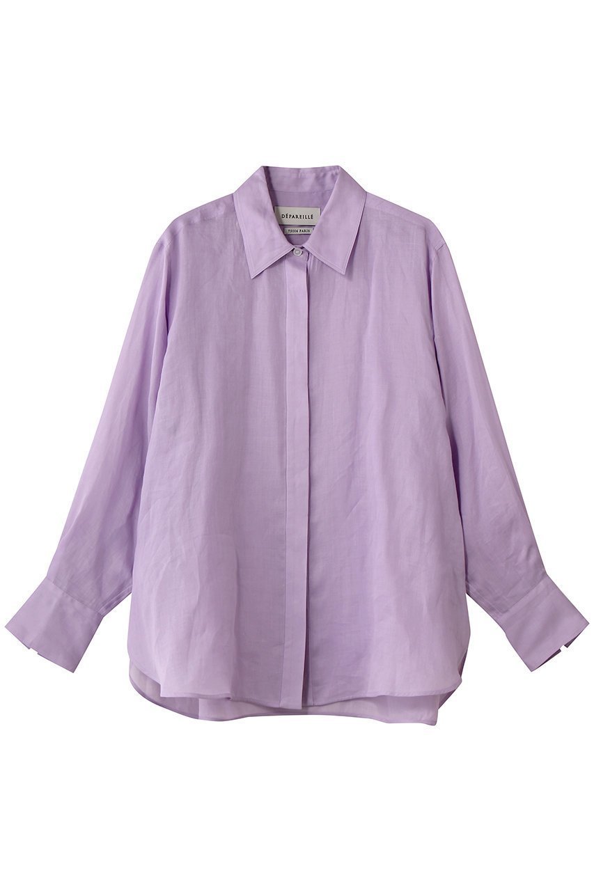 【デパリエ/DEPAREILLE】のラミーツイルレギュラーカラーシャツ インテリア・キッズ・メンズ・レディースファッション・服の通販 founy(ファニー) 　ファッション　Fashion　レディースファッション　Fashion for Women　トップス・カットソー　Cut & Sew Tops　シャツ・ブラウス・オフィスカジュアル　Elegant Blouses & Button-Ups　スリット　Slit, Slit Detail　スリーブ　Sleeve, Long Sleeve / Short Sleeve　ロング　Long, Long-Length　夏　Summer　新作・新入荷　New Arrivals / New In　春　Spring　S/S・春夏　SS, Spring/Summer, Warm Season　パープル|ID: prp329100004883009 ipo3291000000036449552