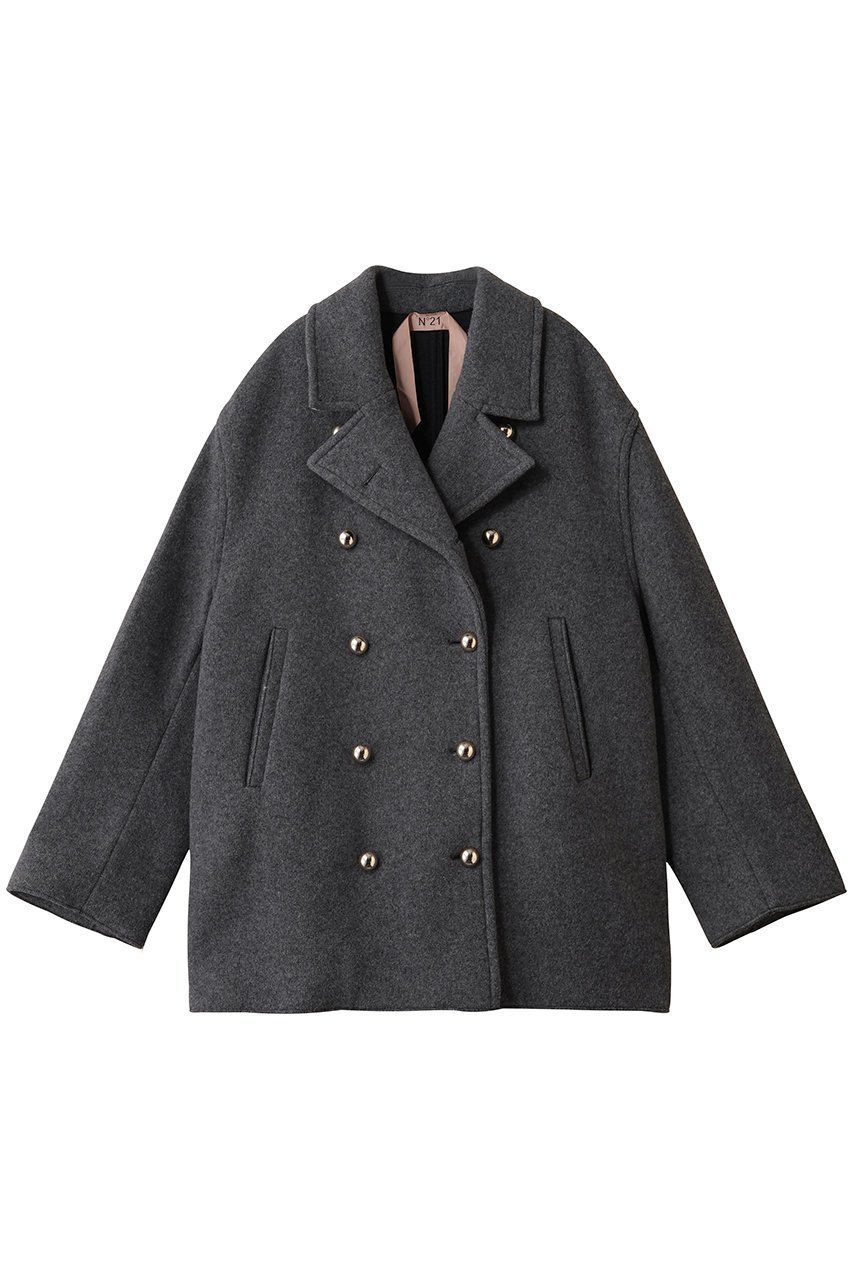 【ヌメロ ヴェントゥーノ/N°21】のダブルボタンショートコート 人気、トレンドファッション・服の通販 founy(ファニー) 　ファッション　Fashion　レディースファッション　Fashion for Women　アウター　Coat / Outerwear Collection　コート・ロングコート・ピーコート　Long Coats, Peacoats & More　ギャザー　Gathered, Ruffled　ショート　Short, Short Length　ダブル　Double, Double-Breasted　メランジ　Melange, Mixed Yarn　A/W・秋冬　Autumn/Winter　 other-1|ID: prp329100004883076 ipo3291000000036450246