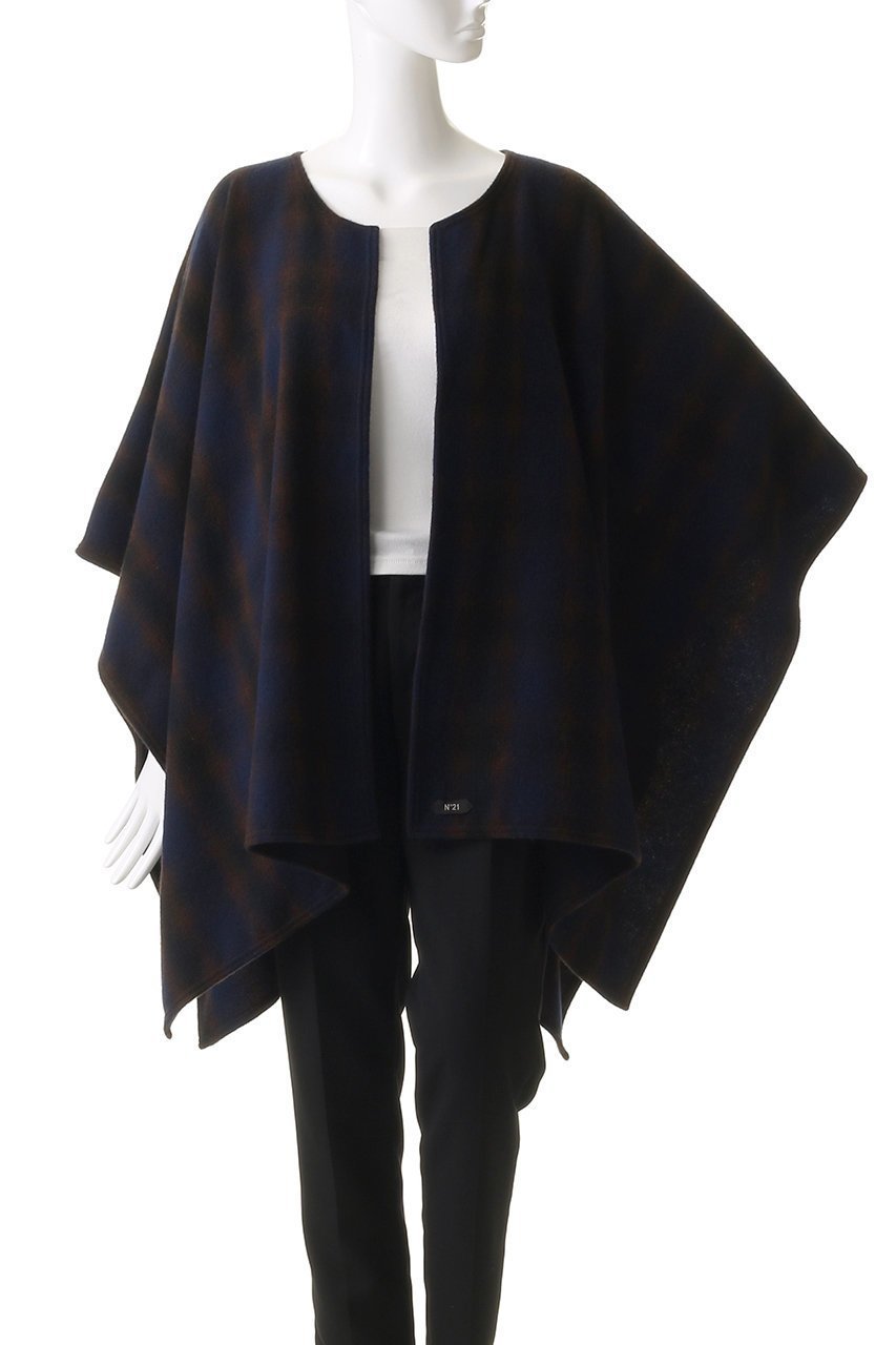 【ヌメロ ヴェントゥーノ/N°21】のポンチョ 人気、トレンドファッション・服の通販 founy(ファニー) 　ファッション　Fashion　レディースファッション　Fashion for Women　アウター　Coat / Outerwear Collection　コート・ロングコート・ピーコート　Long Coats, Peacoats & More　ポンチョ・ケープコート　Ponchos & Capes　ショート　Short, Short Length　チェック　Check, Plaid, Tartan　ポンチョ　Poncho, Cape Style　other-2|ID: prp329100004883102 ipo3291000000036450447