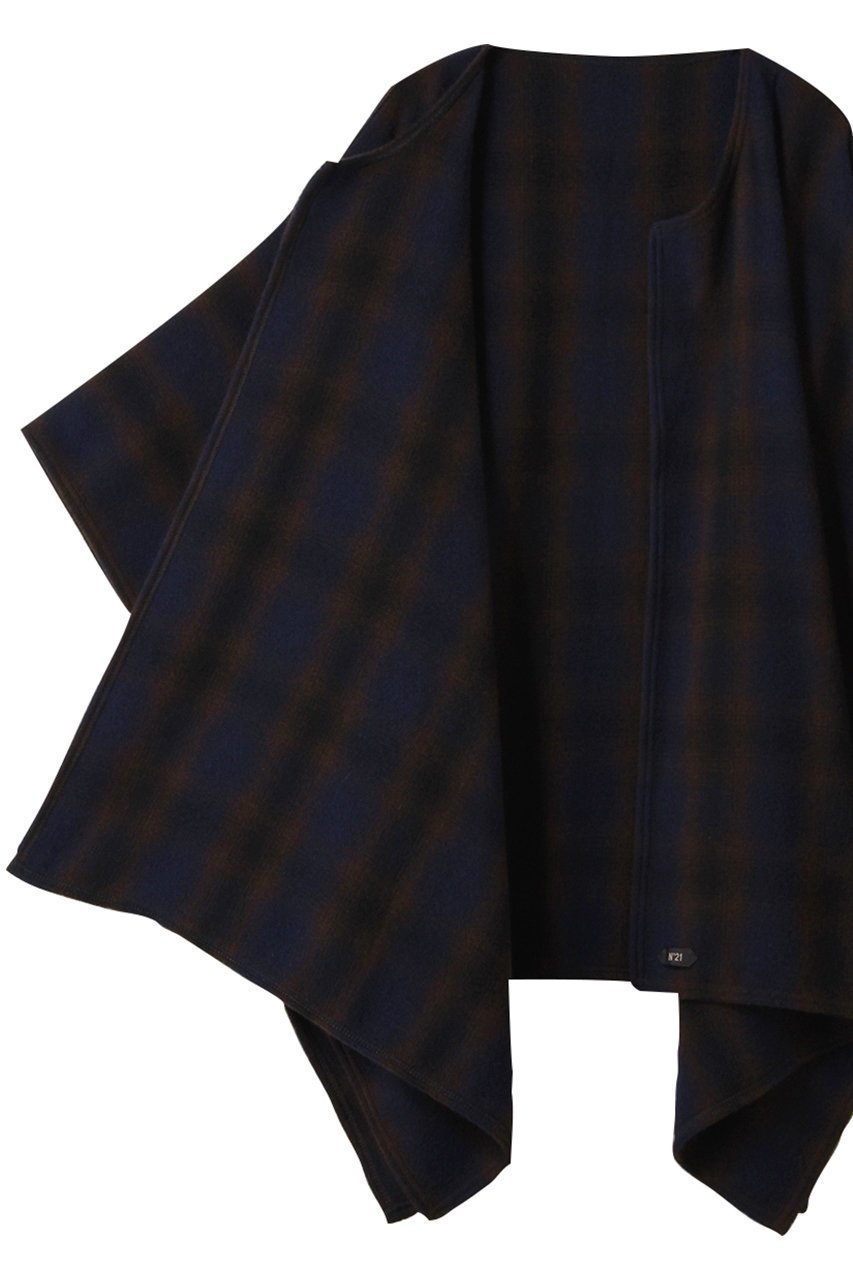 【ヌメロ ヴェントゥーノ/N°21】のポンチョ 人気、トレンドファッション・服の通販 founy(ファニー) 　ファッション　Fashion　レディースファッション　Fashion for Women　アウター　Coat / Outerwear Collection　コート・ロングコート・ピーコート　Long Coats, Peacoats & More　ポンチョ・ケープコート　Ponchos & Capes　ショート　Short, Short Length　チェック　Check, Plaid, Tartan　ポンチョ　Poncho, Cape Style　other-6|ID: prp329100004883102 ipo3291000000036450456