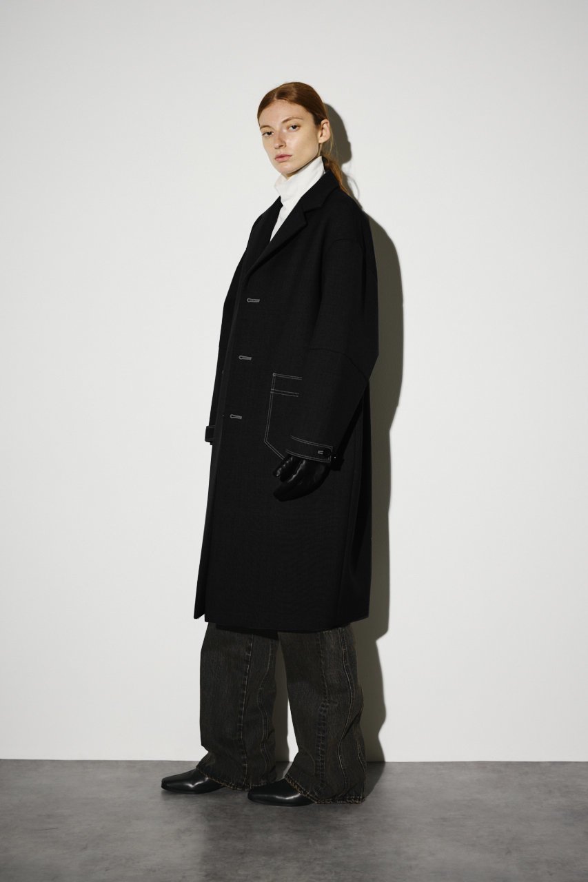 【リムアーク/RIM.ARK】のGabardine bonding stitch CT/コート インテリア・キッズ・メンズ・レディースファッション・服の通販 founy(ファウニー) 　ファッション　Fashion　レディースファッション　Fashion for Women　アウター　Coat / Outerwear Collection　コート・ロングコート・ピーコート　Long Coats, Peacoats & More　ジャケット　Jacket, Outerwear　フォルム　Silhouette, Form　ボンディング　Bonding, Bonded Fabric　ミドル　Middle Length, Mid Height　モダン　Modern, Contemporary　ロング　Long, Long-Length　ブラック|ID: prp329100004883143 ipo3291000000036450828