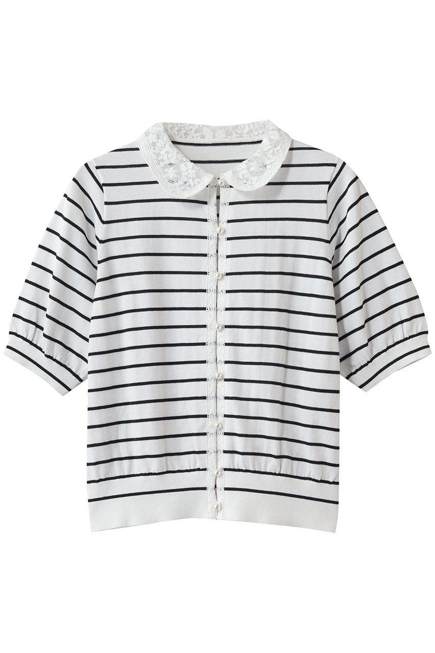 【マリリンムーン/MARILYN MOON】のコットンナイロンレースカラーニットカーディガン 人気、トレンドファッション・服の通販 founy(ファニー) 　ファッション　Fashion　レディースファッション　Fashion for Women　トップス・カットソー　Cut & Sew Tops　ニット　Knit Tops & Sweaters　カーディガン・羽織り　Layered Style Cardigans　カーディガン　Cardigan, Knitwear　コンパクト　Compact, Small Size　バルーン　Balloon, Balloon Silhouette　パール　Pearl, Pearl Accent　レース　Lace, Lace Fabric　夏　Summer　新作・新入荷　New Arrivals / New In　 other-1|ID: prp329100004883183 ipo3291000000036451255