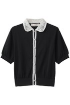 【マリリンムーン/MARILYN MOON】のコットンナイロンレースカラーニットカーディガン 人気、トレンドファッション・服の通販 founy(ファニー) ファッション Fashion レディースファッション Fashion for Women トップス・カットソー Cut & Sew Tops ニット Knit Tops & Sweaters カーディガン・羽織り Layered Style Cardigans カーディガン Cardigan, Knitwear コンパクト Compact, Small Size バルーン Balloon, Balloon Silhouette パール Pearl, Pearl Accent レース Lace, Lace Fabric 夏 Summer 新作・新入荷 New Arrivals / New In thumbnail ブラック|ID: prp329100004883183 ipo3291000000036451261