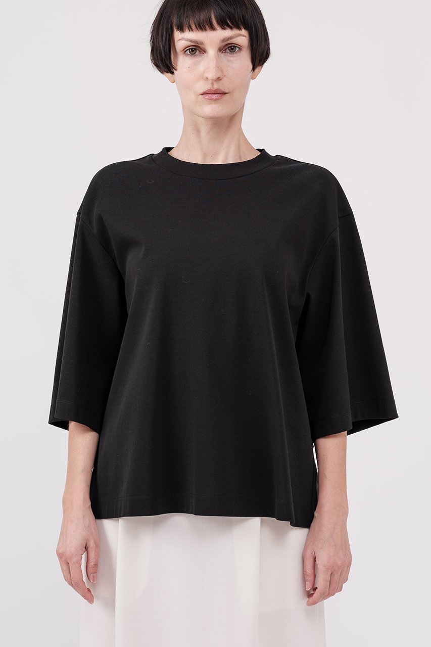 【ドメル/DOMELLE】のハイ ツイスト ジャージー Tシャツ インテリア・キッズ・メンズ・レディースファッション・服の通販 founy(ファニー) ファッション Fashion レディースファッション Fashion for Women トップス・カットソー Cut & Sew Tops シャツ・ブラウス・オフィスカジュアル Elegant Blouses & Button-Ups ロングTシャツ・Tシャツ Longline T-Shirts & Tees カットソー・ベーシックTシャツ Cut-and-Sewn Tops / Stretch Tees & Basics ショート Short, Short Length シンプル Simple, Minimal ストレート Straight, Straight Cut スリーブ Sleeve, Long Sleeve / Short Sleeve ツイスト Tweed, Tweed Fabric ツイード Twill, Twill Weave ビッグ Big, Oversized フォルム Silhouette, Form ミックス Mix, Mixed Style レース Lace, Lace Fabric 新作・新入荷 New Arrivals / New In ブラック|ID: prp329100004883193 ipo3291000000036451365