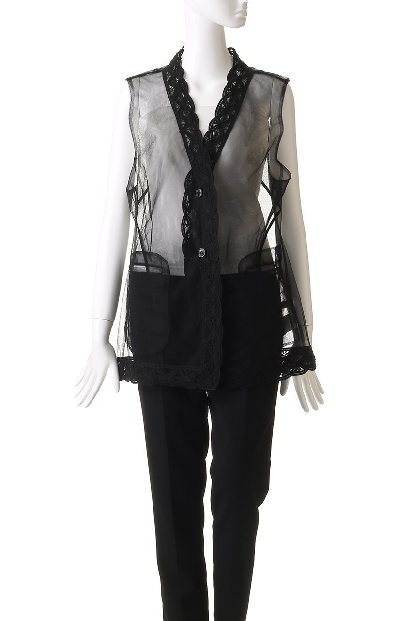 【プランク プロジェクト/PRANK PROJECT】のトリムレースチュールジレ / Trimmed Lace Tulle Gilet 大人の最旬トレンドファッション＆コーディネート founy(ファウニー) 　ファッション　Fashion　レディースファッション　Fashion for Women　アウター　Coat / Outerwear Collection　トップス・カットソー　Cut & Sew Tops　キャミソール&ノースリーブ　Camisoles & Sleeveless Tops　シャツ・ブラウス・オフィスカジュアル　Elegant Blouses & Button-Ups　ベスト&ジレ / 重ね着スタイル　Vests & Gilets　インナー　Innerwear　キャミソール　Camisole, Spaghetti Strap Top　ノースリーブ　Sleeveless, No-Sleeve　ポケット　Pocket, Pocket Detail　レース　Lace, Lace Fabric　春　Spring　秋　Autumn　other-2|ID: prp329100004883271 ipo3291000000036958712
