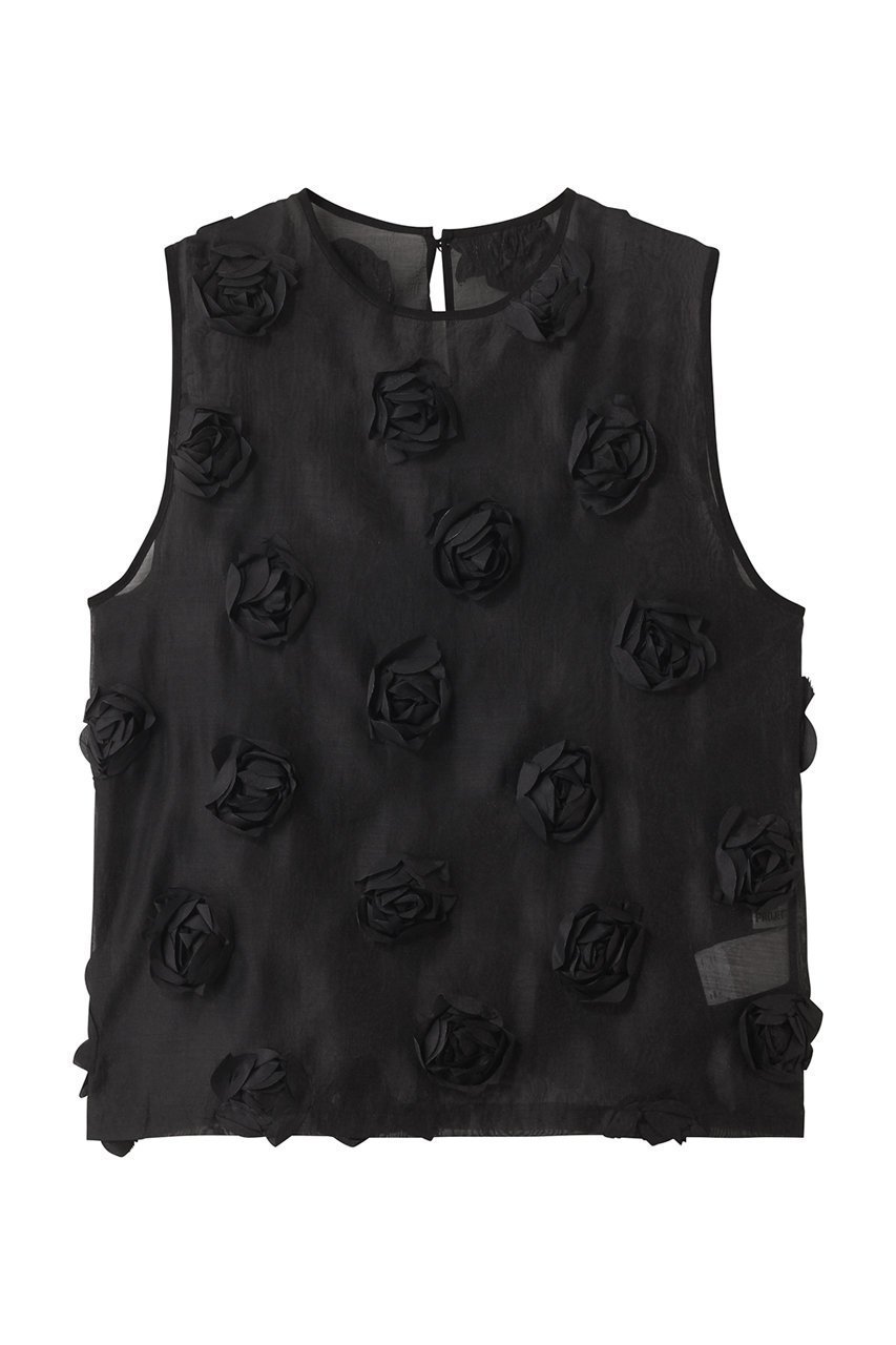 【プランク プロジェクト/PRANK PROJECT】のローズスリーブベスト / Rose Sleeve Vest インテリア・キッズ・メンズ・レディースファッション・服の通販 founy(ファニー) 　ファッション　Fashion　レディースファッション　Fashion for Women　アウター　Coat / Outerwear Collection　トップス・カットソー　Cut & Sew Tops　キャミソール&ノースリーブ　Camisoles & Sleeveless Tops　シャツ・ブラウス・オフィスカジュアル　Elegant Blouses & Button-Ups　ベスト&ジレ / 重ね着スタイル　Vests & Gilets　おすすめ　Recommended / Our Picks　インナー　Innerwear　オーガンジー　Organza Fabric　スリーブ　Sleeve, Long Sleeve / Short Sleeve　タンク　Tank Top, Sleeveless Top　デニム　Denim, Jeans Material　ノースリーブ　Sleeveless, No-Sleeve　ベスト　Vest, Waistcoat　ベーシック　Basic, Essential　ローズ　Rose, Rose Motif　BLK(ブラック)|ID: prp329100004883274 ipo3291000000036452020