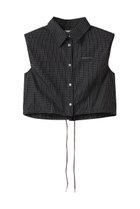 【プランク プロジェクト/PRANK PROJECT】のノースリチェックショートシャツ / Sleeveless Check Short Shirt 人気、トレンドファッション・服の通販 founy(ファニー) ファッション Fashion レディースファッション Fashion for Women トップス・カットソー Cut & Sew Tops シャツ・ブラウス・オフィスカジュアル Elegant Blouses & Button-Ups ロングTシャツ・Tシャツ Longline T-Shirts & Tees おすすめ Recommended / Our Picks ショルダー Shoulder, Shoulder Strap ショート Short, Short Length スポーティ Sporty, Casual Athletic スリーブ Sleeve, Long Sleeve / Short Sleeve チェック Check, Plaid, Tartan ドローストリング Drawstring, Pull Cord モノトーン Monotone, Black and White 夏 Summer thumbnail BLK(ブラック)|ID: prp329100004883286 ipo3291000000036452132