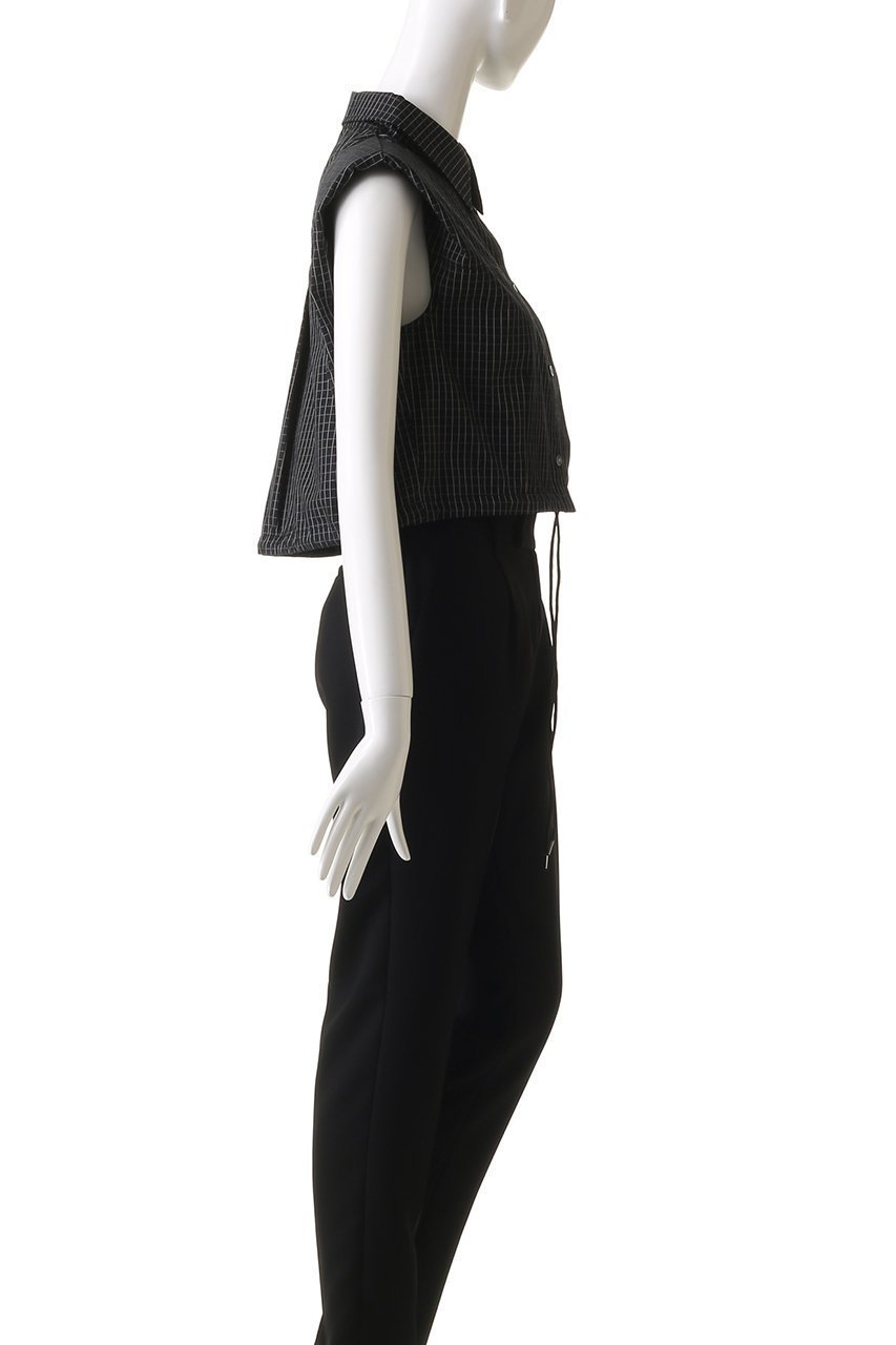 【プランク プロジェクト/PRANK PROJECT】のノースリチェックショートシャツ / Sleeveless Check Short Shirt 人気、トレンドファッション・服の通販 founy(ファニー) 　ファッション　Fashion　レディースファッション　Fashion for Women　トップス・カットソー　Cut & Sew Tops　シャツ・ブラウス・オフィスカジュアル　Elegant Blouses & Button-Ups　ロングTシャツ・Tシャツ　Longline T-Shirts & Tees　おすすめ　Recommended / Our Picks　ショルダー　Shoulder, Shoulder Strap　ショート　Short, Short Length　スポーティ　Sporty, Casual Athletic　スリーブ　Sleeve, Long Sleeve / Short Sleeve　チェック　Check, Plaid, Tartan　ドローストリング　Drawstring, Pull Cord　モノトーン　Monotone, Black and White　夏　Summer　other-3|ID: prp329100004883286 ipo3291000000036452137