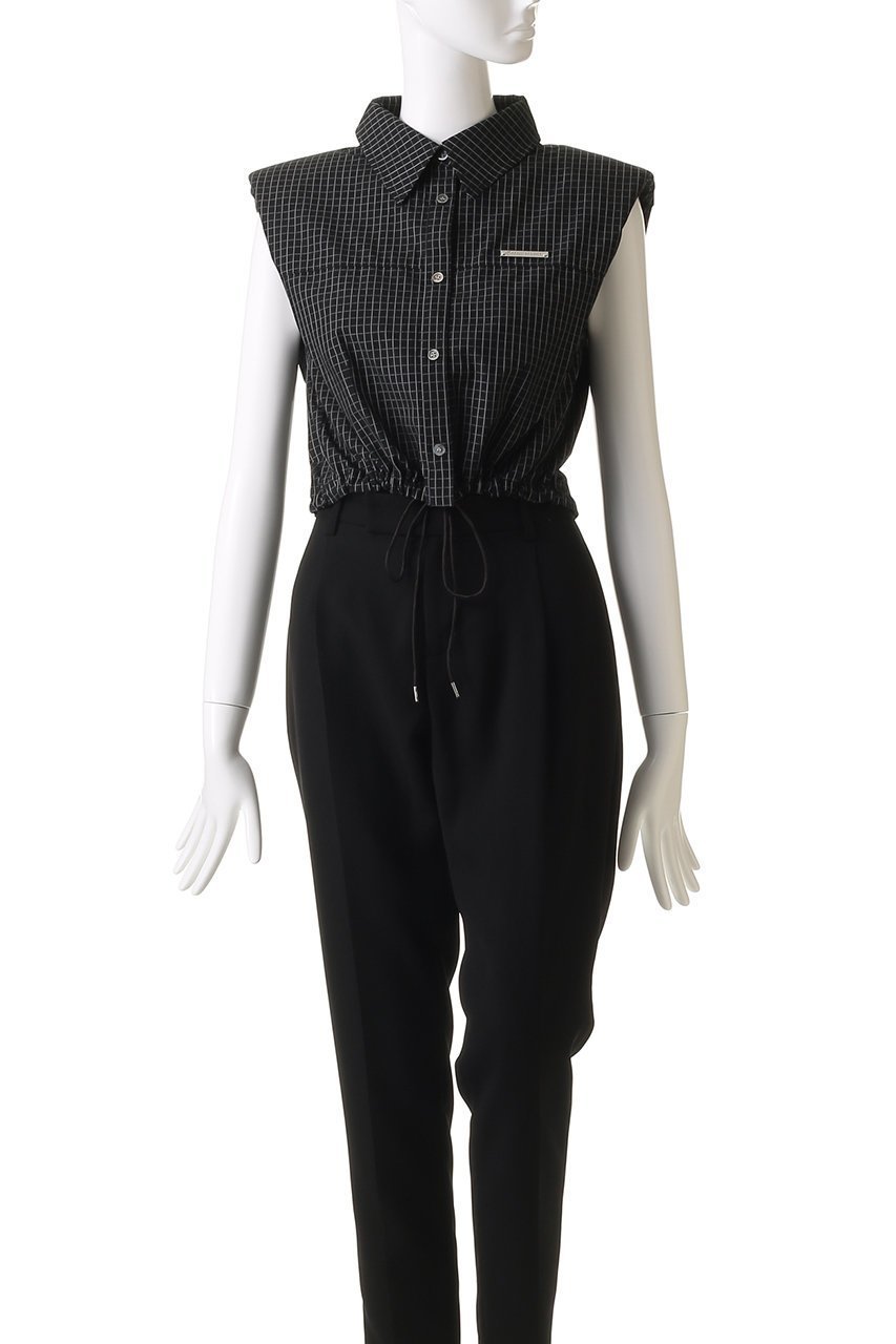 【プランク プロジェクト/PRANK PROJECT】のノースリチェックショートシャツ / Sleeveless Check Short Shirt 人気、トレンドファッション・服の通販 founy(ファニー) 　ファッション　Fashion　レディースファッション　Fashion for Women　トップス・カットソー　Cut & Sew Tops　シャツ・ブラウス・オフィスカジュアル　Elegant Blouses & Button-Ups　ロングTシャツ・Tシャツ　Longline T-Shirts & Tees　おすすめ　Recommended / Our Picks　ショルダー　Shoulder, Shoulder Strap　ショート　Short, Short Length　スポーティ　Sporty, Casual Athletic　スリーブ　Sleeve, Long Sleeve / Short Sleeve　チェック　Check, Plaid, Tartan　ドローストリング　Drawstring, Pull Cord　モノトーン　Monotone, Black and White　夏　Summer　other-6|ID: prp329100004883286 ipo3291000000036452143