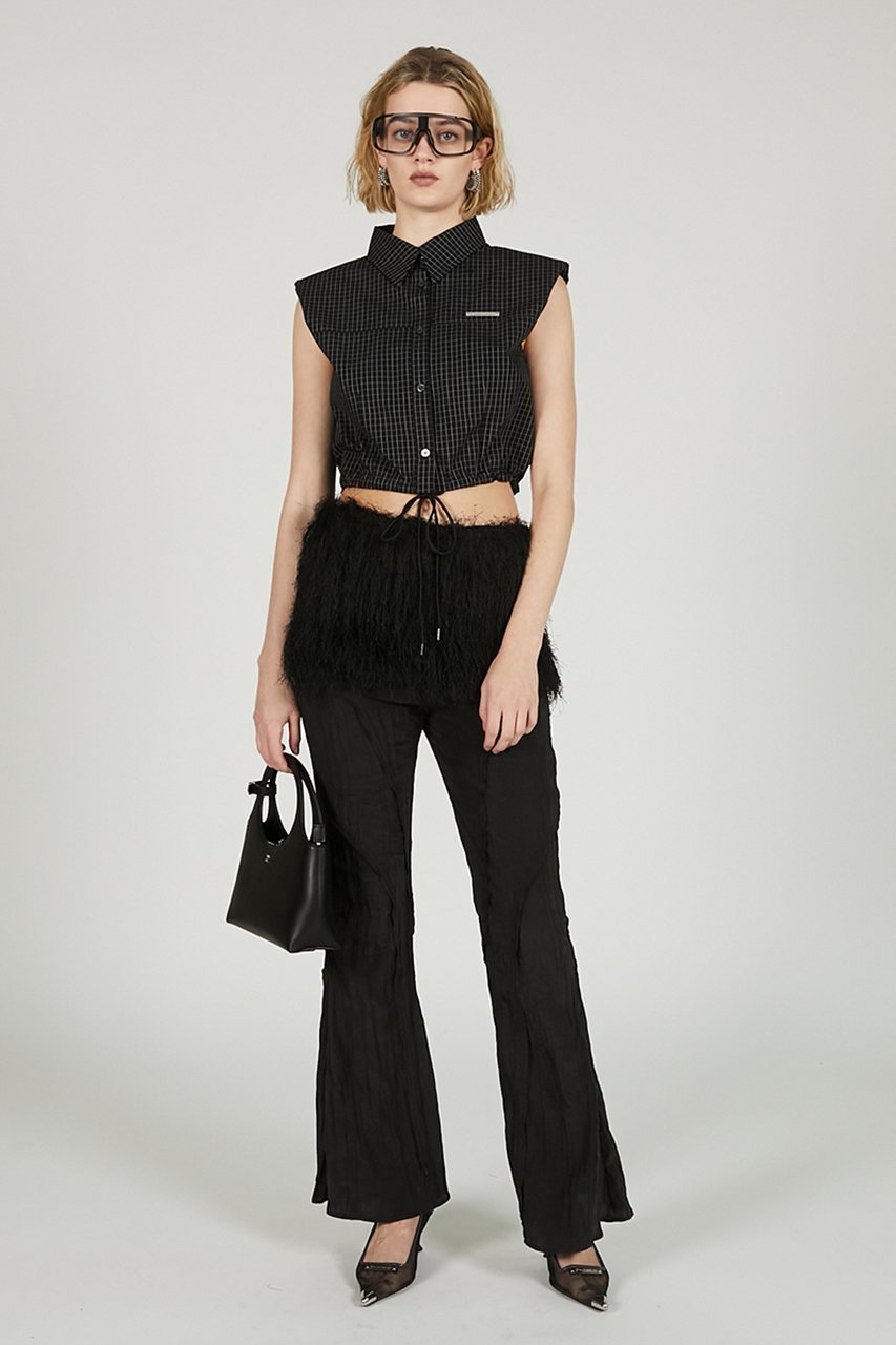 【プランク プロジェクト/PRANK PROJECT】のノースリチェックショートシャツ / Sleeveless Check Short Shirt 人気、トレンドファッション・服の通販 founy(ファニー) 　ファッション　Fashion　レディースファッション　Fashion for Women　トップス・カットソー　Cut & Sew Tops　シャツ・ブラウス・オフィスカジュアル　Elegant Blouses & Button-Ups　ロングTシャツ・Tシャツ　Longline T-Shirts & Tees　おすすめ　Recommended / Our Picks　ショルダー　Shoulder, Shoulder Strap　ショート　Short, Short Length　スポーティ　Sporty, Casual Athletic　スリーブ　Sleeve, Long Sleeve / Short Sleeve　チェック　Check, Plaid, Tartan　ドローストリング　Drawstring, Pull Cord　モノトーン　Monotone, Black and White　夏　Summer　other-7|ID: prp329100004883286 ipo3291000000036452144