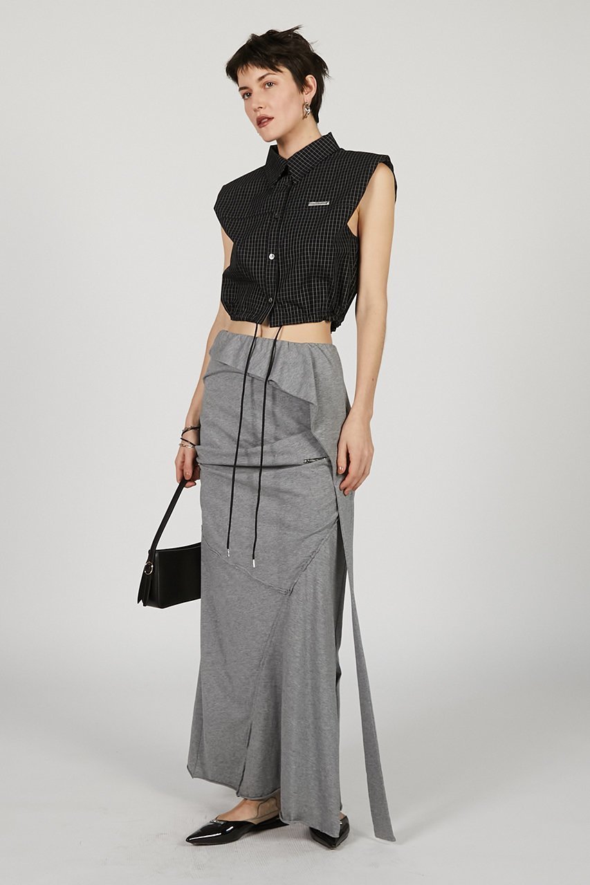 【プランク プロジェクト/PRANK PROJECT】のノースリチェックショートシャツ / Sleeveless Check Short Shirt 人気、トレンドファッション・服の通販 founy(ファニー) 　ファッション　Fashion　レディースファッション　Fashion for Women　トップス・カットソー　Cut & Sew Tops　シャツ・ブラウス・オフィスカジュアル　Elegant Blouses & Button-Ups　ロングTシャツ・Tシャツ　Longline T-Shirts & Tees　おすすめ　Recommended / Our Picks　ショルダー　Shoulder, Shoulder Strap　ショート　Short, Short Length　スポーティ　Sporty, Casual Athletic　スリーブ　Sleeve, Long Sleeve / Short Sleeve　チェック　Check, Plaid, Tartan　ドローストリング　Drawstring, Pull Cord　モノトーン　Monotone, Black and White　夏　Summer　other-8|ID: prp329100004883286 ipo3291000000036452146