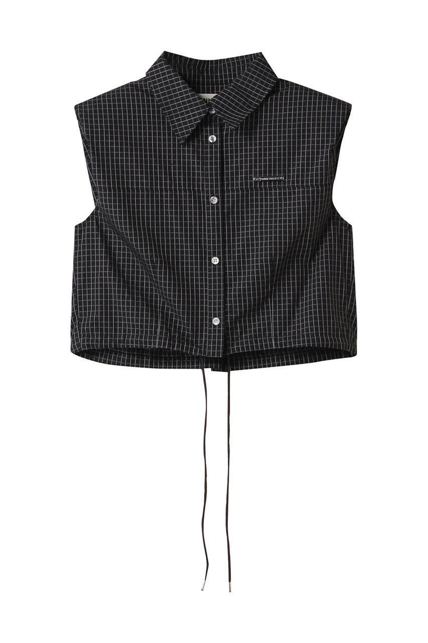 【プランク プロジェクト/PRANK PROJECT】のノースリチェックショートシャツ / Sleeveless Check Short Shirt 大人の最旬トレンドファッション＆コーディネート founy(ファウニー) 　ファッション　Fashion　レディースファッション　Fashion for Women　トップス・カットソー　Cut & Sew Tops　シャツ・ブラウス・オフィスカジュアル　Elegant Blouses & Button-Ups　ロングTシャツ・Tシャツ　Longline T-Shirts & Tees　おすすめ　Recommended / Our Picks　ショルダー　Shoulder, Shoulder Strap　ショート　Short, Short Length　スポーティ　Sporty, Casual Athletic　スリーブ　Sleeve, Long Sleeve / Short Sleeve　チェック　Check, Plaid, Tartan　ドローストリング　Drawstring, Pull Cord　モノトーン　Monotone, Black and White　夏　Summer　 other-1|ID: prp329100004883286 ipo3291000000036895811