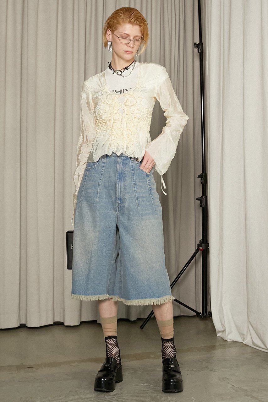 【プランク プロジェクト/PRANK PROJECT】のレースアップバックショーツ / Lace-Up Back Shorts 人気、トレンドファッション・服の通販 founy(ファニー) 　ファッション　Fashion　レディースファッション　Fashion for Women　パンツ　Pants & Trousers　ショートパンツ・ハーフパンツ　High-Waisted & Relaxed Shorts　バッグ　Bags　ショーツ　Shorts, Short Pants　ショート　Short, Short Length　デニム　Denim, Jeans Material　フロント　Front, Front Design　ブリーチ　Bleach, Washed Finish　レース　Lace, Lace Fabric　人気　Popular, Best Seller　other-7|ID: prp329100004883369 ipo3291000000036452882