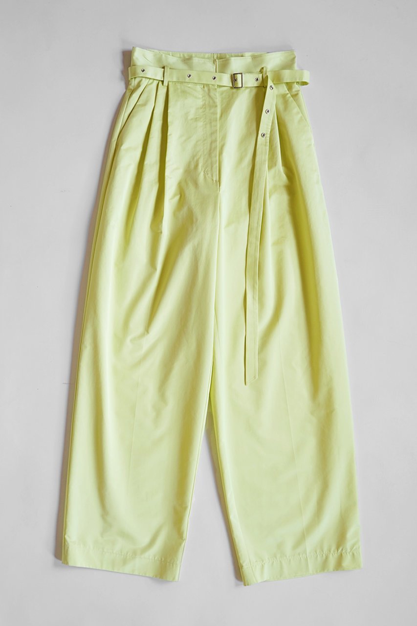 【プランク プロジェクト/PRANK PROJECT】のアイレットベルトサテンタックパンツ / Eyelet Belt Satin Tuck Pants インテリア・キッズ・メンズ・レディースファッション・服の通販 founy(ファウニー) 　ファッション　Fashion　レディースファッション　Fashion for Women　パンツ　Pants & Trousers　ベルト&ウエストマーク　Belts & Waist Accessories　タフタ　Taffeta, Structured Fabric　バルーン　Balloon, Balloon Silhouette　夏　Summer　LIME(ライム)|ID: prp329100004883373 ipo3291000000036658445