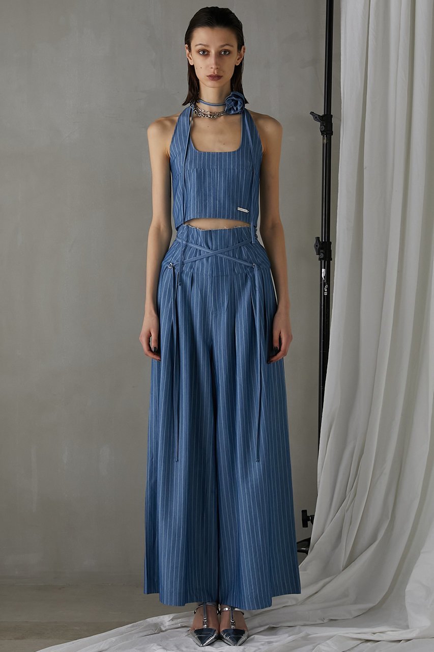 【プランク プロジェクト/PRANK PROJECT】のストライプスーパーワイドパンツ / Striped Super Wide Pants 人気、トレンドファッション・服の通販 founy(ファニー) 　ファッション　Fashion　レディースファッション　Fashion for Women　パンツ　Pants & Trousers　ストライプ　Stripe, Striped Pattern　セットアップ　Set-Up, Coordinated Outfit　デニム　Denim, Jeans Material　フロント　Front, Front Design　ワイド　Wide, Wide Fit　夏　Summer　other-7|ID: prp329100004883374 ipo3291000000036452947