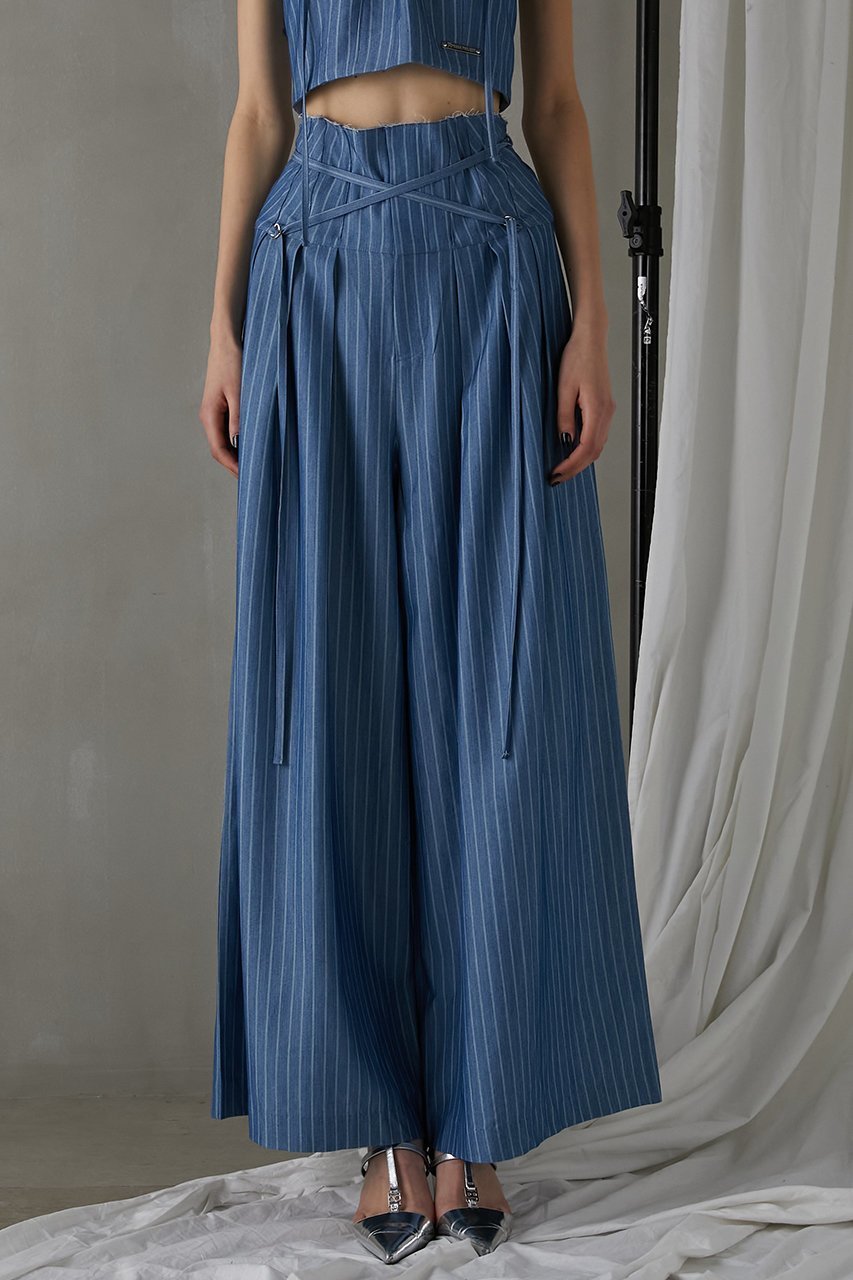 【プランク プロジェクト/PRANK PROJECT】のストライプスーパーワイドパンツ / Striped Super Wide Pants 人気、トレンドファッション・服の通販 founy(ファニー) 　ファッション　Fashion　レディースファッション　Fashion for Women　パンツ　Pants & Trousers　ストライプ　Stripe, Striped Pattern　セットアップ　Set-Up, Coordinated Outfit　デニム　Denim, Jeans Material　フロント　Front, Front Design　ワイド　Wide, Wide Fit　夏　Summer　other-8|ID: prp329100004883374 ipo3291000000036452950