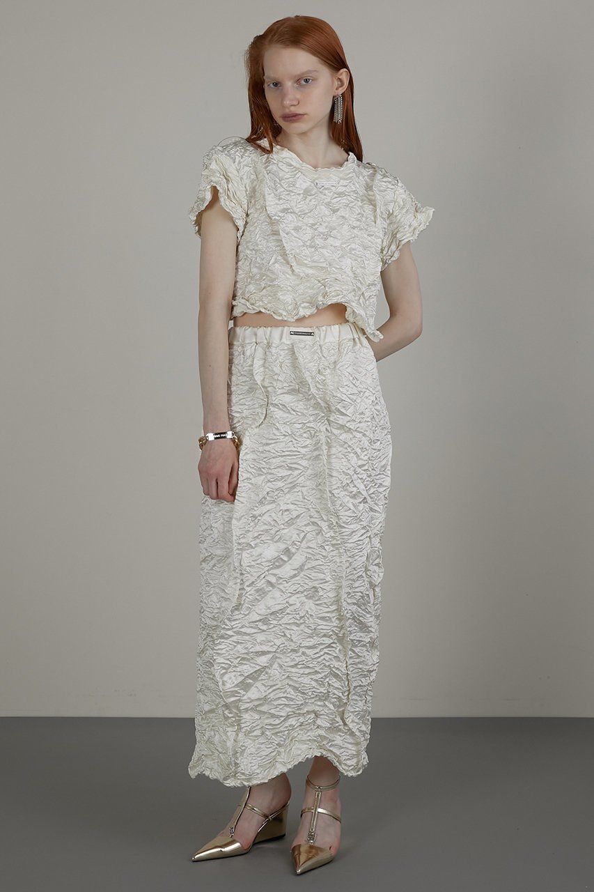 【プランク プロジェクト/PRANK PROJECT】のワイヤーワッシャースカート / Wire Washed Skirt 大人の最旬トレンドファッション＆コーディネート founy(ファウニー) 　ファッション　Fashion　レディースファッション　Fashion for Women　スカート　Skirts　ロングスカート　Long Skirts / Maxi & Midi Skirts　おすすめ　Recommended / Our Picks　サテン　Satin, Glossy Fabric　ストレート　Straight, Straight Cut　スリット　Slit, Slit Detail　セットアップ　Set-Up, Coordinated Outfit　フォルム　Silhouette, Form　フロント　Front, Front Design　プリーツ　Pleats, Pleated　ロング　Long, Long-Length　ワイヤー　Wire, Wired Bra　エレガント 上品　Elegant　other-8|ID: prp329100004883398 ipo3291000000036895885