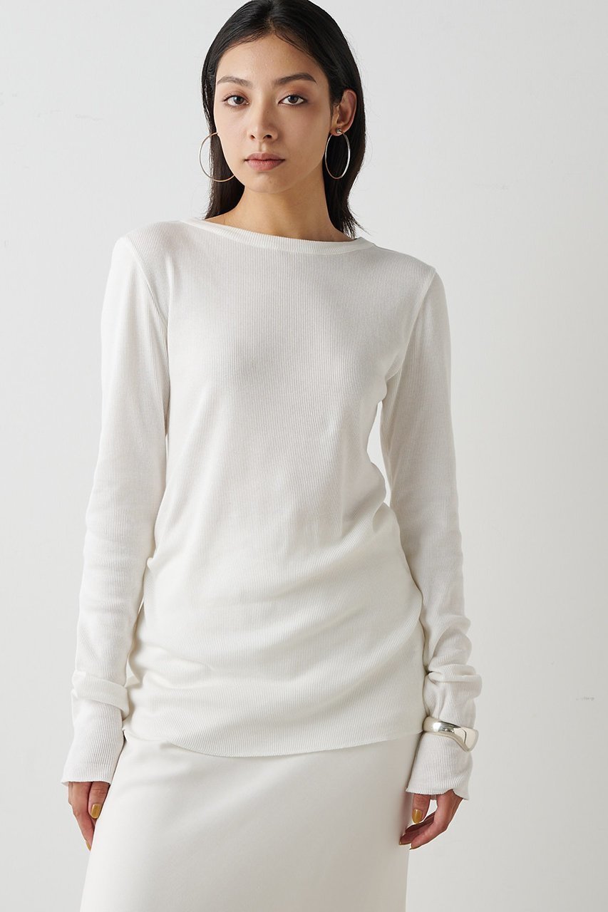 【ウィムガゼット/Whim Gazette】のコットンテレコクルーネックプルオーバー 人気、トレンドファッション・服の通販 founy(ファニー) 　ファッション　Fashion　レディースファッション　Fashion for Women　トップス・カットソー　Cut & Sew Tops　シャツ・ブラウス・オフィスカジュアル　Elegant Blouses & Button-Ups　ロングTシャツ・Tシャツ　Longline T-Shirts & Tees　カジュアルプルオーバー・ニットトップス　Pullovers & Knit Tops / Casual Pullovers　カットソー・ベーシックTシャツ　Cut-and-Sewn Tops / Stretch Tees & Basics　インナー　Innerwear　カットソー　Cut and Sewn Top　シンプル　Simple, Minimal　ジャケット　Jacket, Outerwear　スマート　Smart, Elegant　スリーブ　Sleeve, Long Sleeve / Short Sleeve　テレコ　Ribbed, Rib Stitch　フィット　Fit, Slim Fit　フェミニン　Feminine, Girly　ベーシック　Basic, Essential　ロング　Long, Long-Length　再入荷　Restock / Back in Stock　長袖　Long Sleeve, Full Sleeve　 other-1|ID: prp329100004883435 ipo3291000000036453627