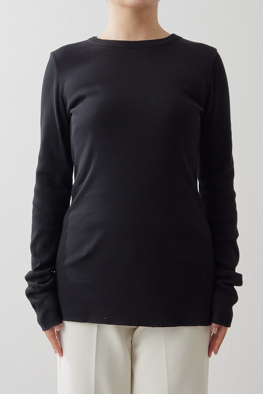 【ウィムガゼット/Whim Gazette】のコットンテレコクルーネックプルオーバー 人気、トレンドファッション・服の通販 founy(ファニー) 　ファッション　Fashion　レディースファッション　Fashion for Women　トップス・カットソー　Cut & Sew Tops　シャツ・ブラウス・オフィスカジュアル　Elegant Blouses & Button-Ups　ロングTシャツ・Tシャツ　Longline T-Shirts & Tees　カジュアルプルオーバー・ニットトップス　Pullovers & Knit Tops / Casual Pullovers　カットソー・ベーシックTシャツ　Cut-and-Sewn Tops / Stretch Tees & Basics　インナー　Innerwear　カットソー　Cut and Sewn Top　シンプル　Simple, Minimal　ジャケット　Jacket, Outerwear　スマート　Smart, Elegant　スリーブ　Sleeve, Long Sleeve / Short Sleeve　テレコ　Ribbed, Rib Stitch　フィット　Fit, Slim Fit　フェミニン　Feminine, Girly　ベーシック　Basic, Essential　ロング　Long, Long-Length　再入荷　Restock / Back in Stock　長袖　Long Sleeve, Full Sleeve　other-7|ID: prp329100004883435 ipo3291000000036453644