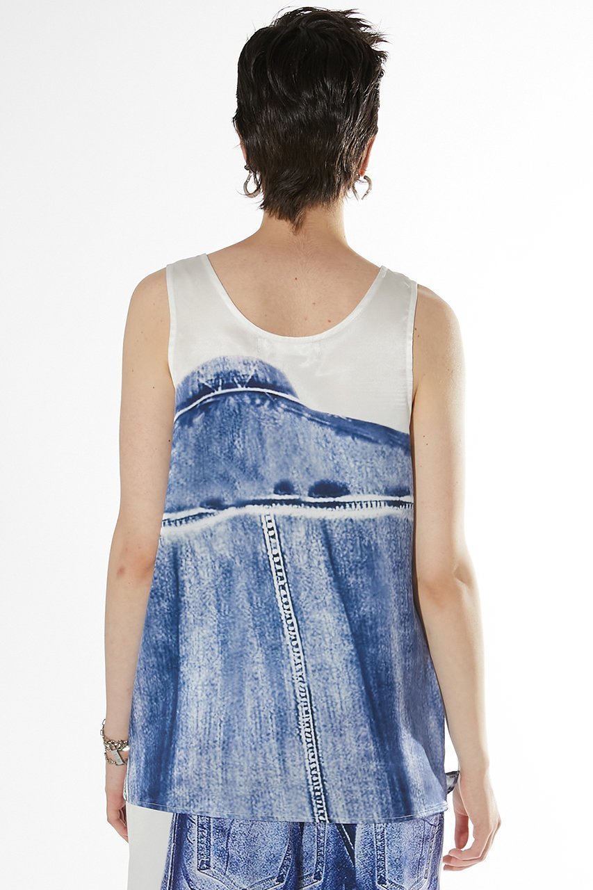 【プランク プロジェクト/PRANK PROJECT】のデニムプリントタンク / Denim Print Tank 人気、トレンドファッション・服の通販 founy(ファニー) 　ファッション　Fashion　レディースファッション　Fashion for Women　トップス・カットソー　Cut & Sew Tops　キャミソール&ノースリーブ　Camisoles & Sleeveless Tops　シャツ・ブラウス・オフィスカジュアル　Elegant Blouses & Button-Ups　ロングTシャツ・Tシャツ　Longline T-Shirts & Tees　カットソー・ベーシックTシャツ　Cut-and-Sewn Tops / Stretch Tees & Basics　おすすめ　Recommended / Our Picks　キャミソール　Camisole, Spaghetti Strap Top　クール　Cool, Chic　サテン　Satin, Glossy Fabric　ジャケット　Jacket, Outerwear　セットアップ　Set-Up, Coordinated Outfit　タンク　Tank Top, Sleeveless Top　デニム　Denim, Jeans Material　プリント　Print, Printed Pattern　リアル　Real, Realistic　other-6|ID: prp329100004883489 ipo3291000000036454097